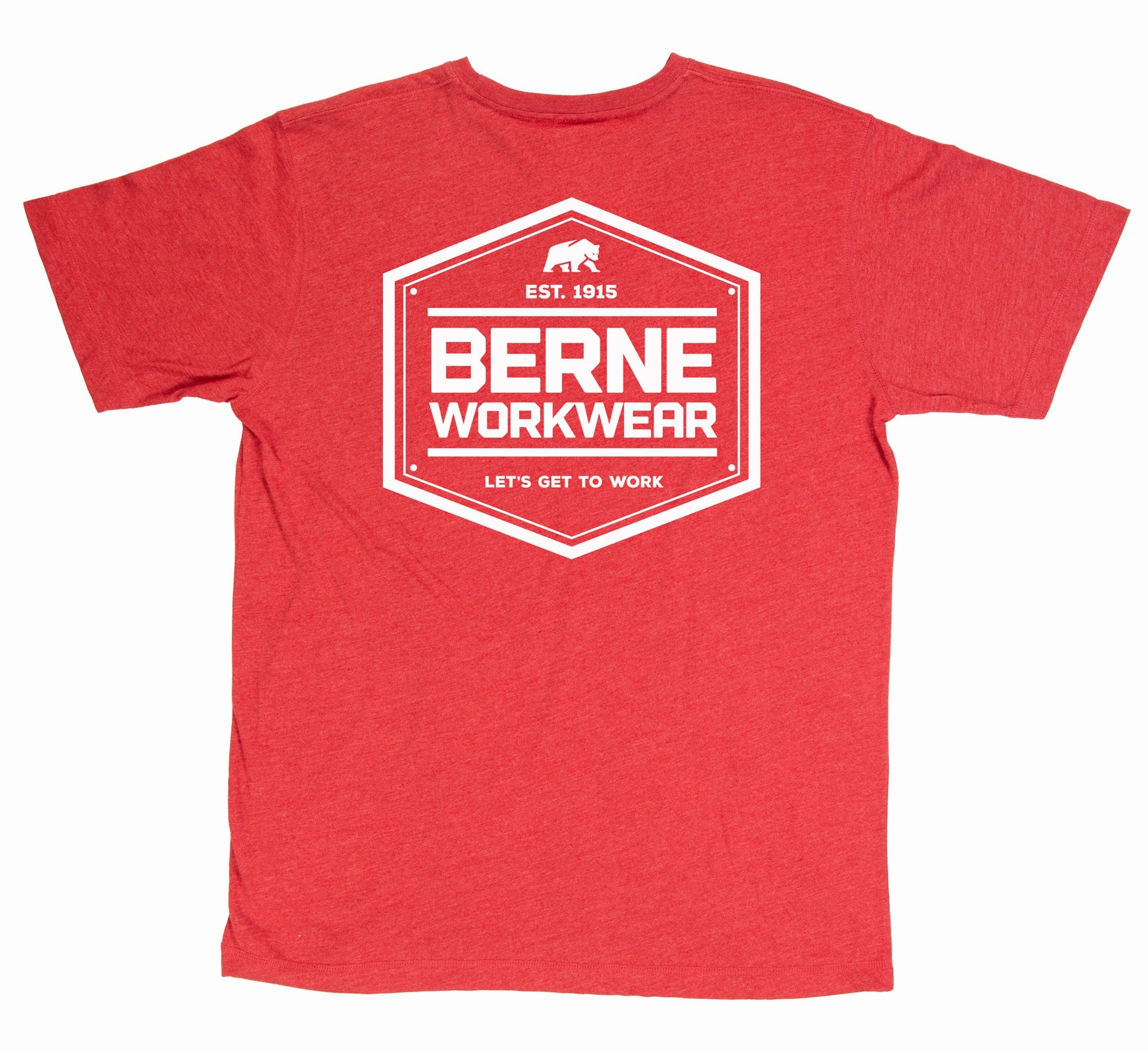 Berne Mens Deep Red 100% Cotton Shield Tee S/S Fur combination Functional Style