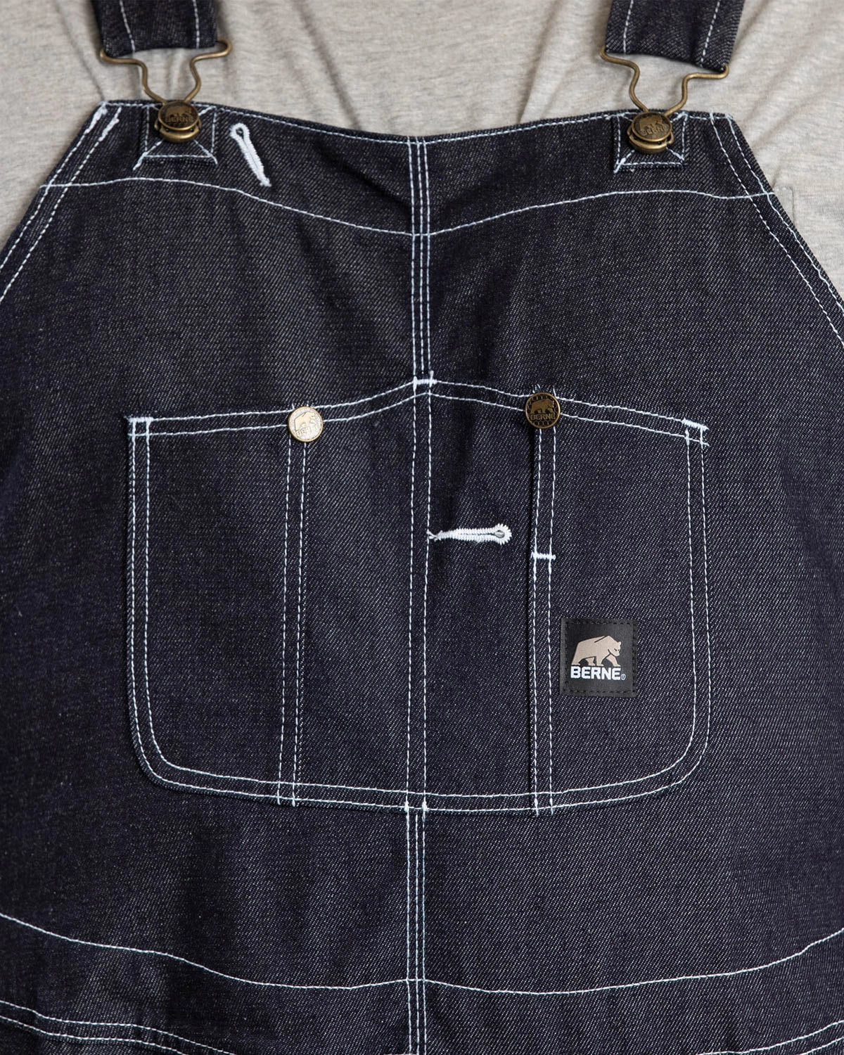 Vegan Leather Accents Berne Mens Denim 100% Cotton Unlined Bib Overall