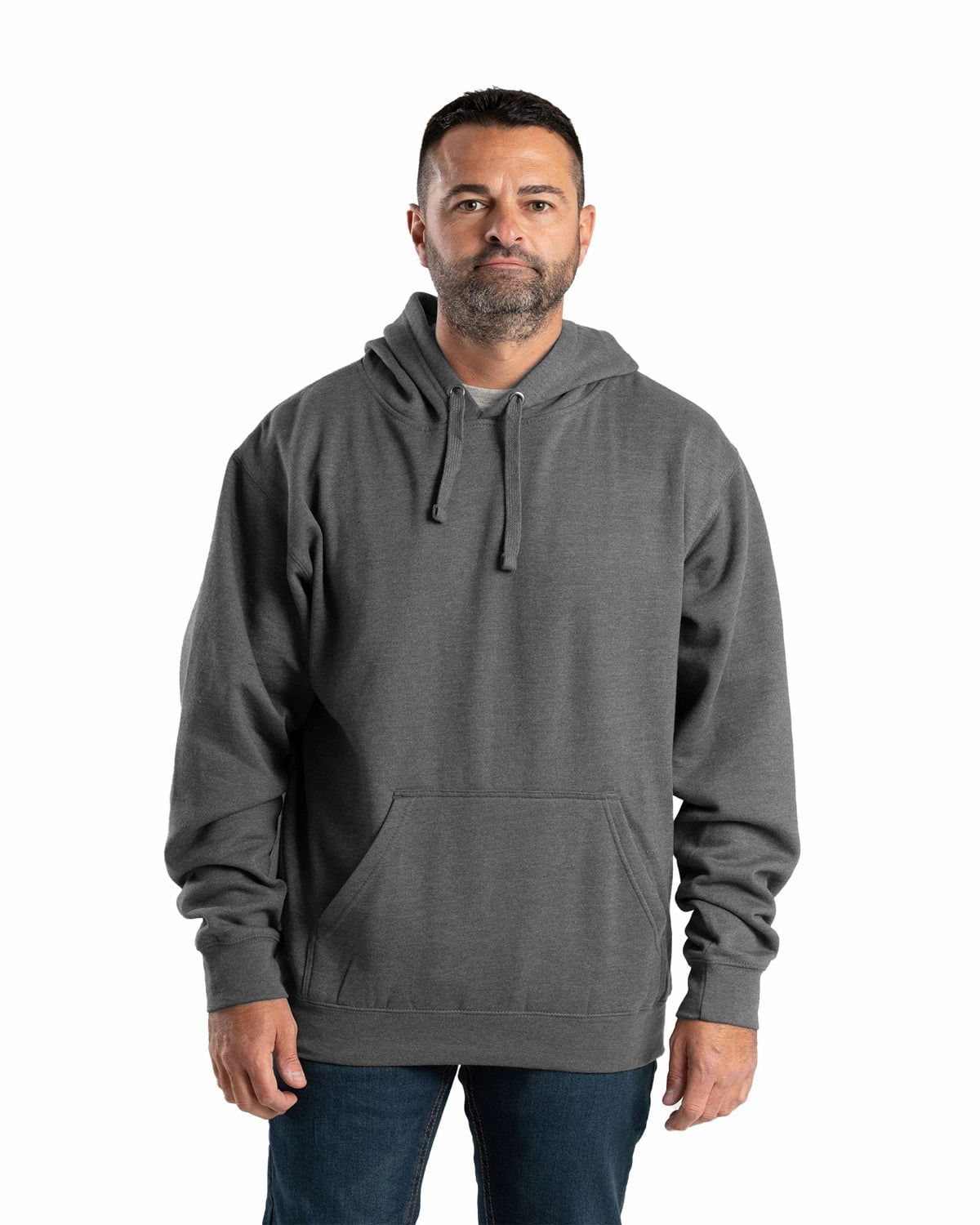 Stylish Appearance Berne Mens Graphite Cotton Blend Pullover Hooded Sweatshirt