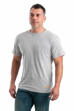 Berne Mens Grey 100% Cotton Lightweight Performance Tee S/S Fit for Any Season Limited Edition