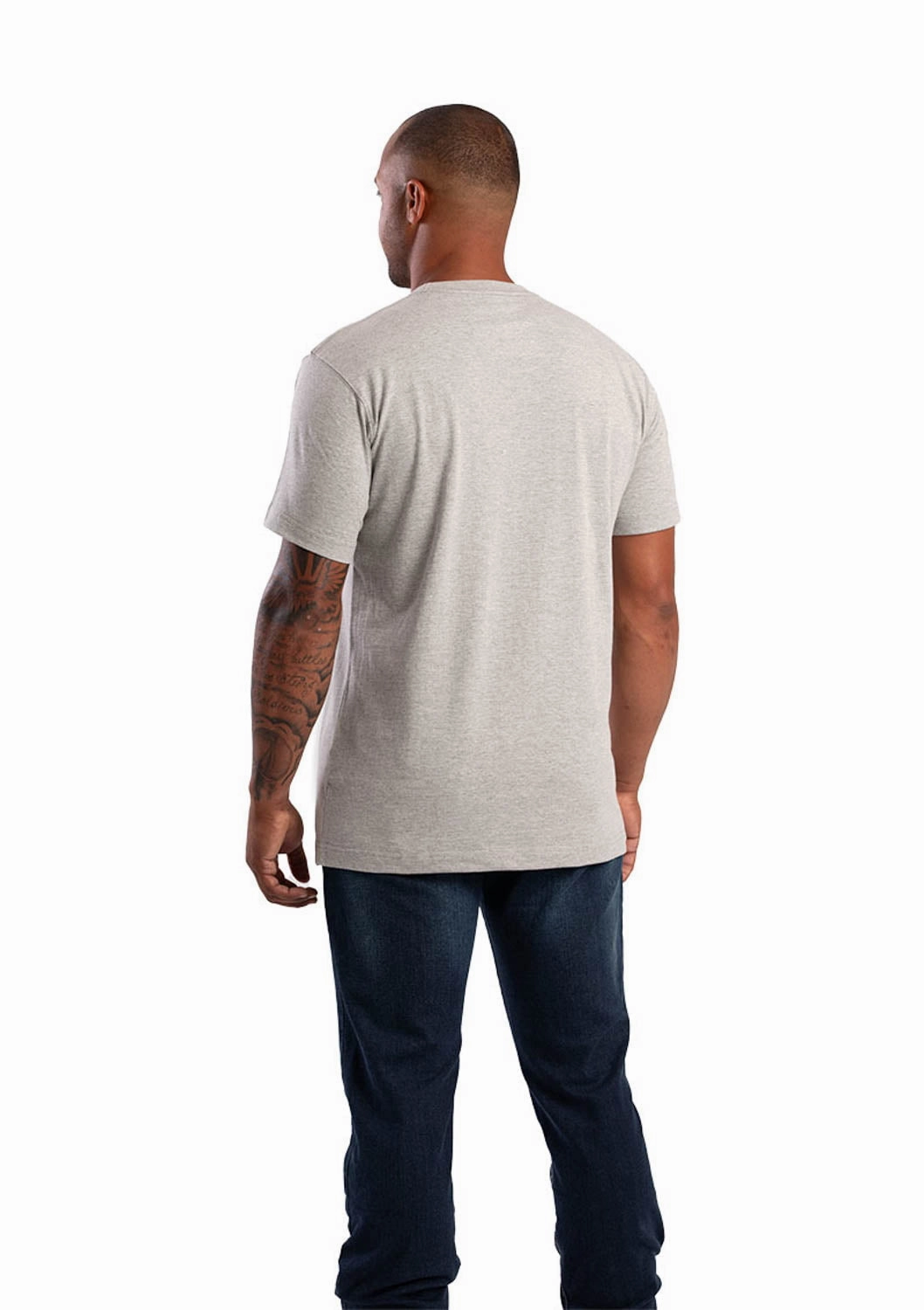 Berne Mens Grey Cotton Blend Heavyweight Pocket Tee S/S High-End Finish