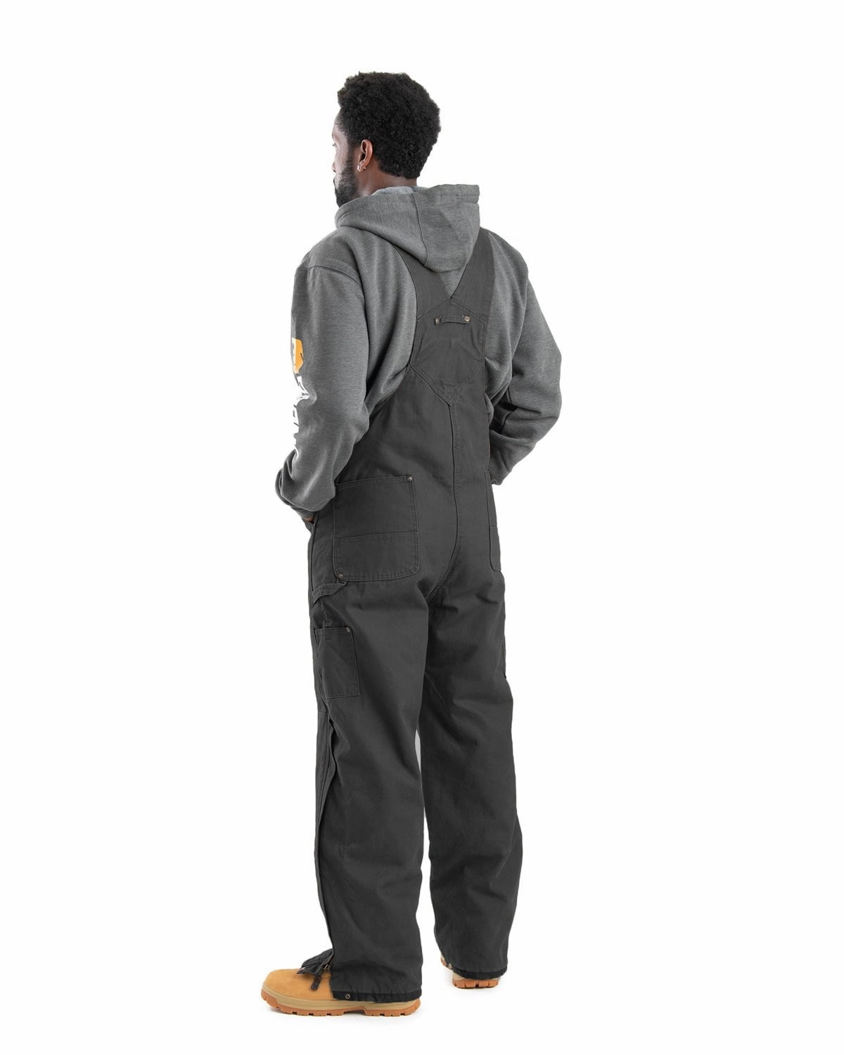 Berne Mens Heartland Insulated Washed Duck Black 100% Cotton Bib Overall Flexible Side Gussets