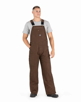 Berne Mens Heartland Unlined Washed Duck Bark 100% Cotton Bib Overall Reinforced Stitching Snow Day