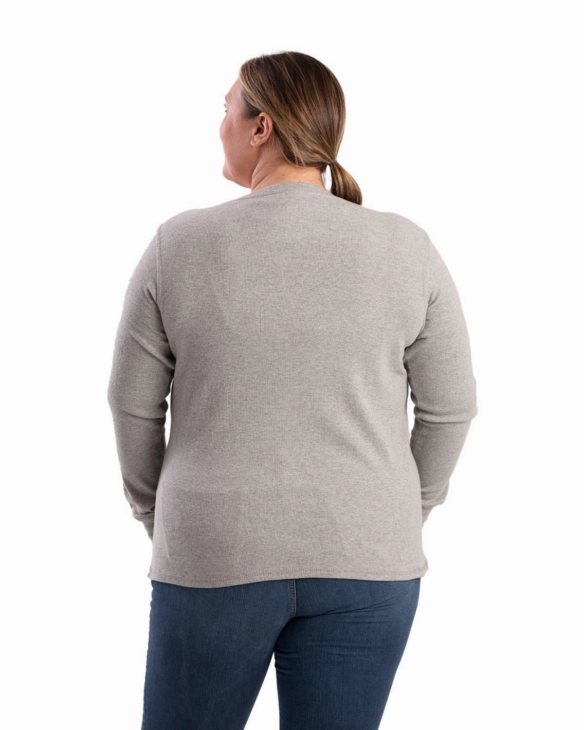 Trendy designs fade resistant color Berne Mens Heavyweight Rib-Knit Grey Cotton Blend L/S Henley