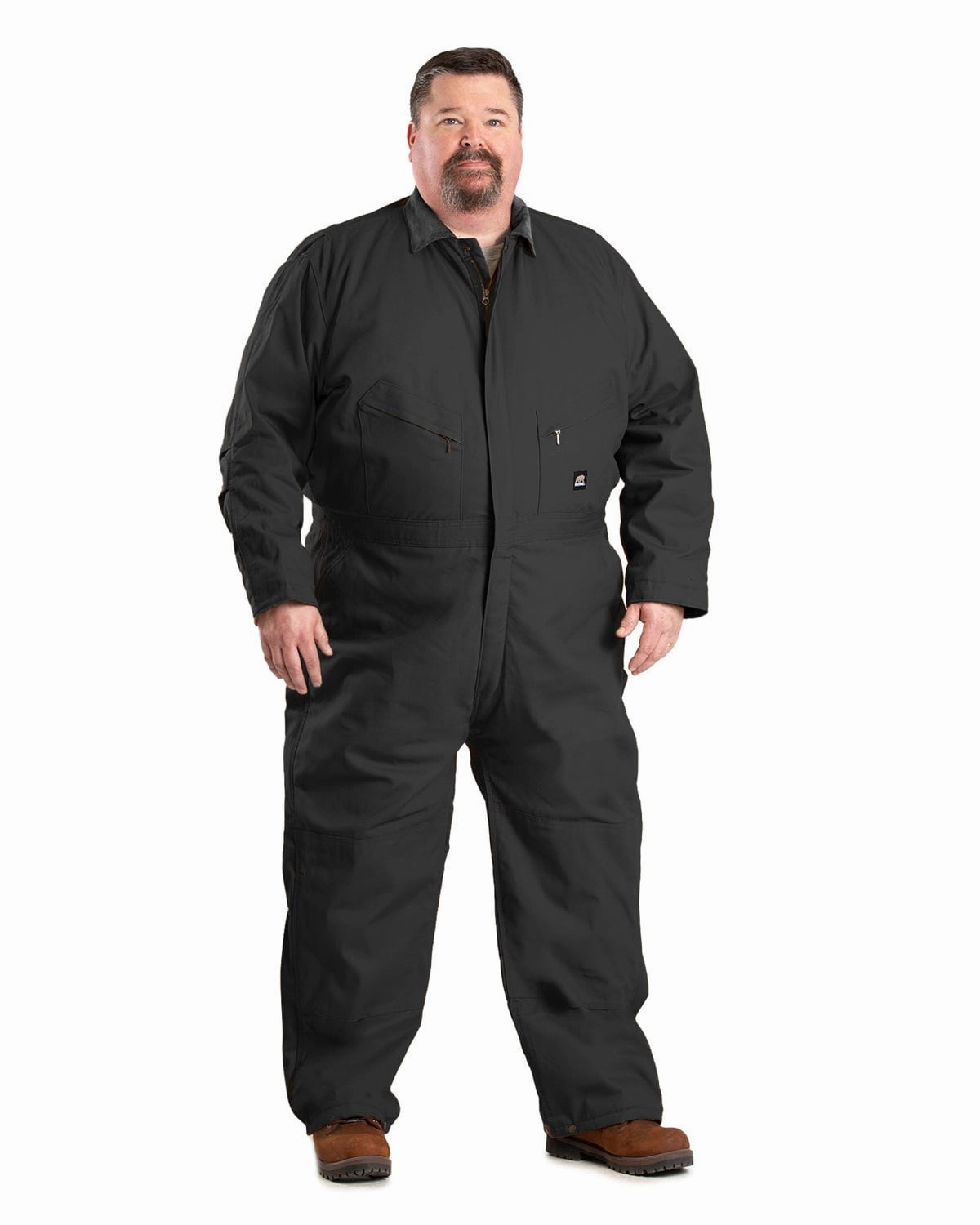 RibbedKnitCollar Berne Mens Heritage Duck Insulated Black 100% Cotton Work Coverall