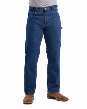 Berne Mens Heritage Relaxed Fit Carpenter Classic Stone Wash 100% Cotton Jeans Reinforced Belt Loops Night Out City Walk Minimalist