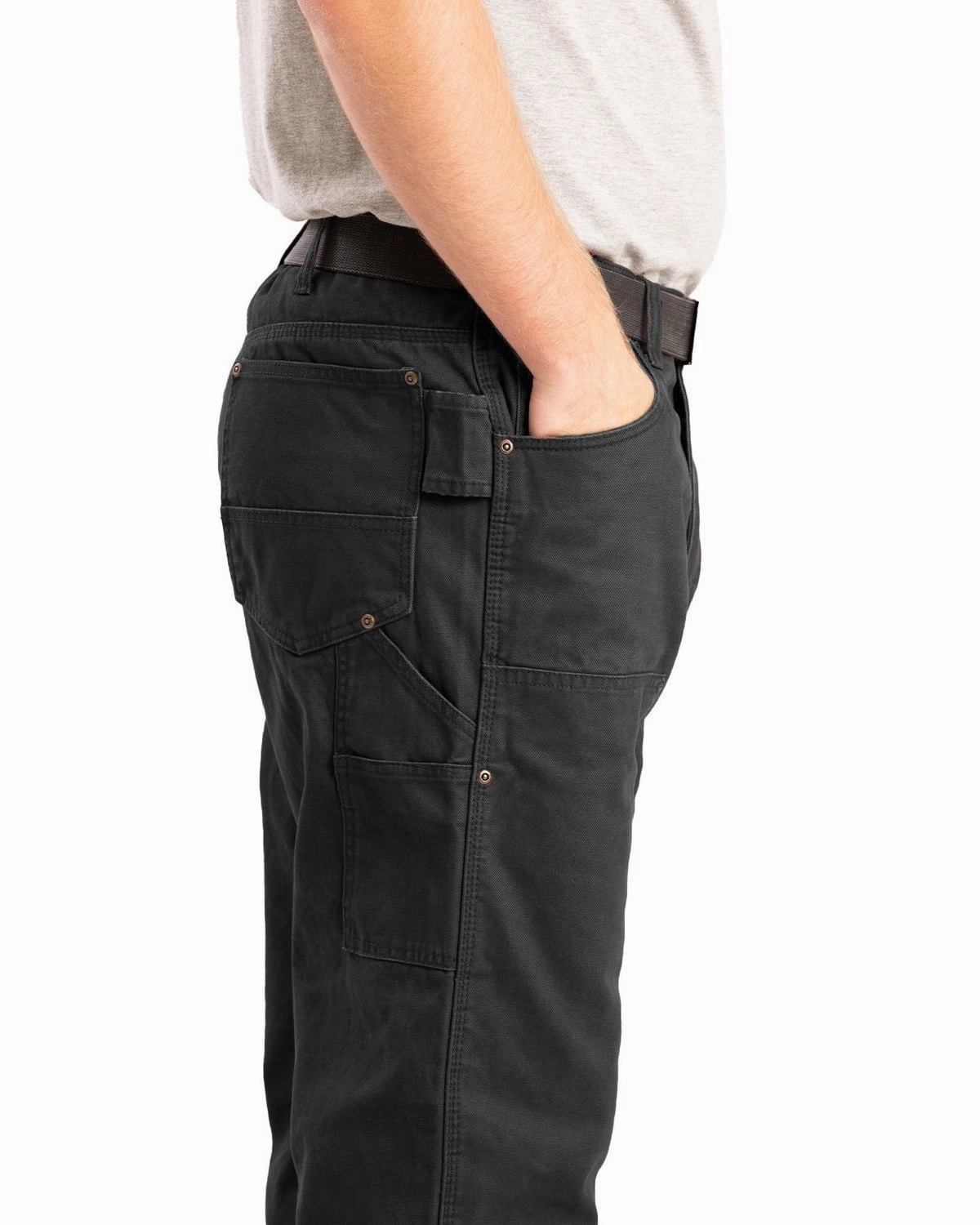 Berne Mens Highland Double-Front Duck Black 100% Cotton Pants Flexible Fabric