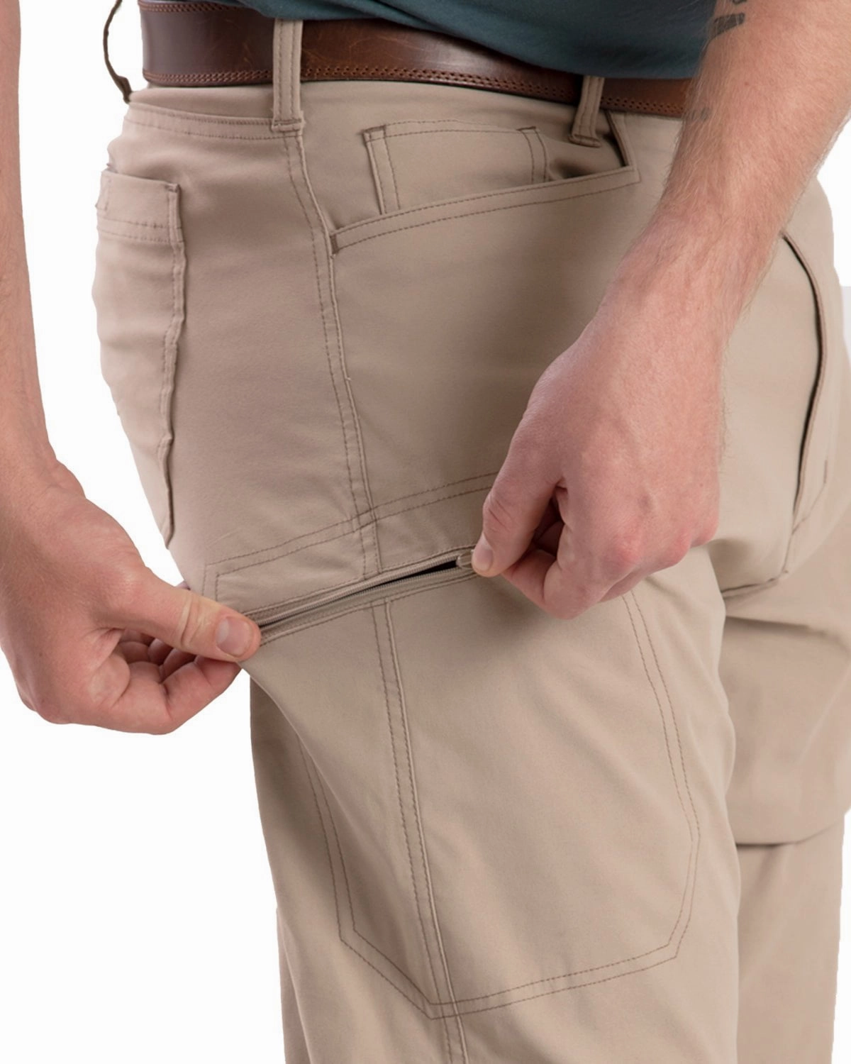 Berne Mens Lightweight Flex Pro Beige Nylon Blend Pants Breathable Stretch AntiPillingFabric