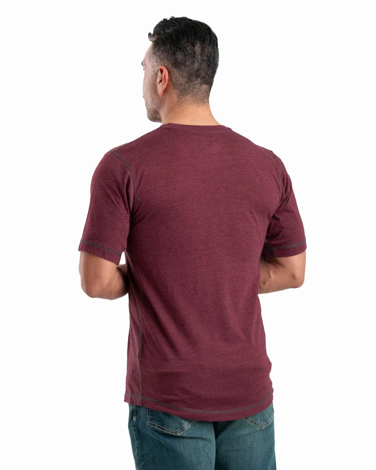 Urban Wear Berne Mens Maroon Cotton Blend WorkVent Performance Pocket Tee S/S