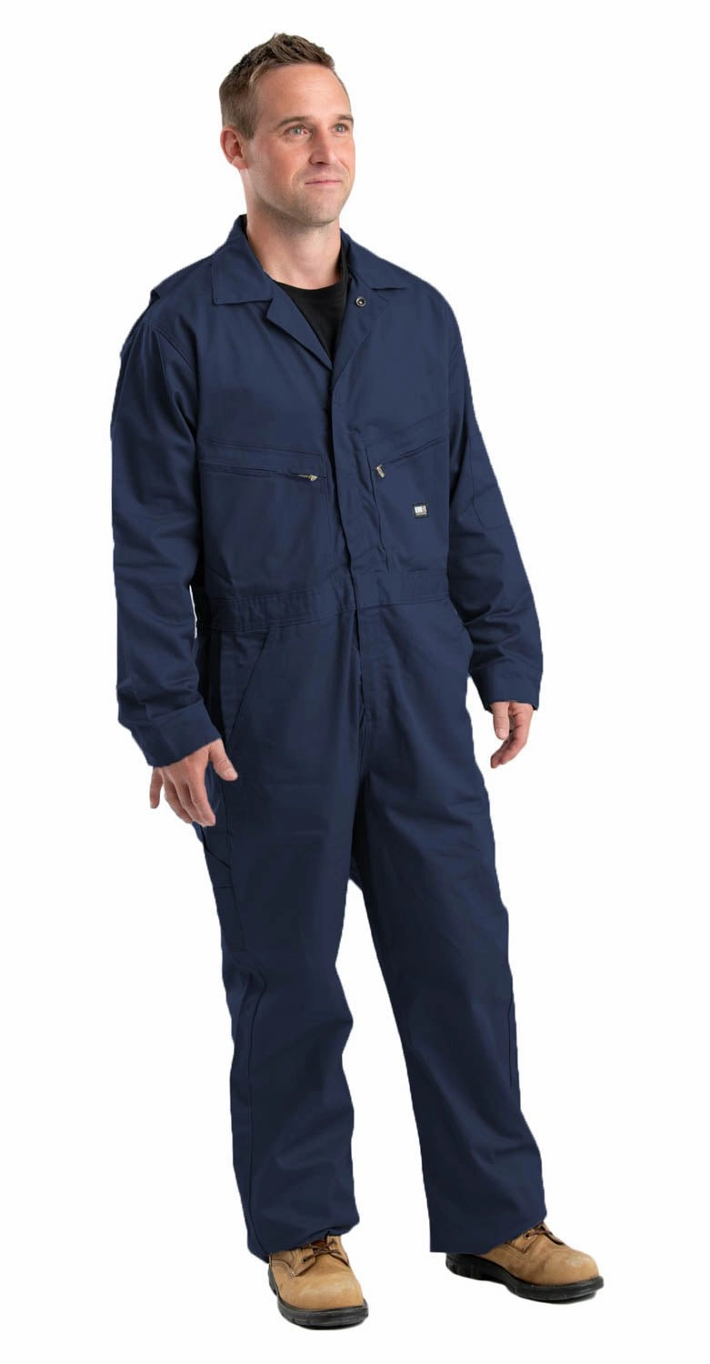 Relaxed Daily Style Temperature Balancing Layer Berne Mens Navy Cotton Blend FR Deluxe Coverall