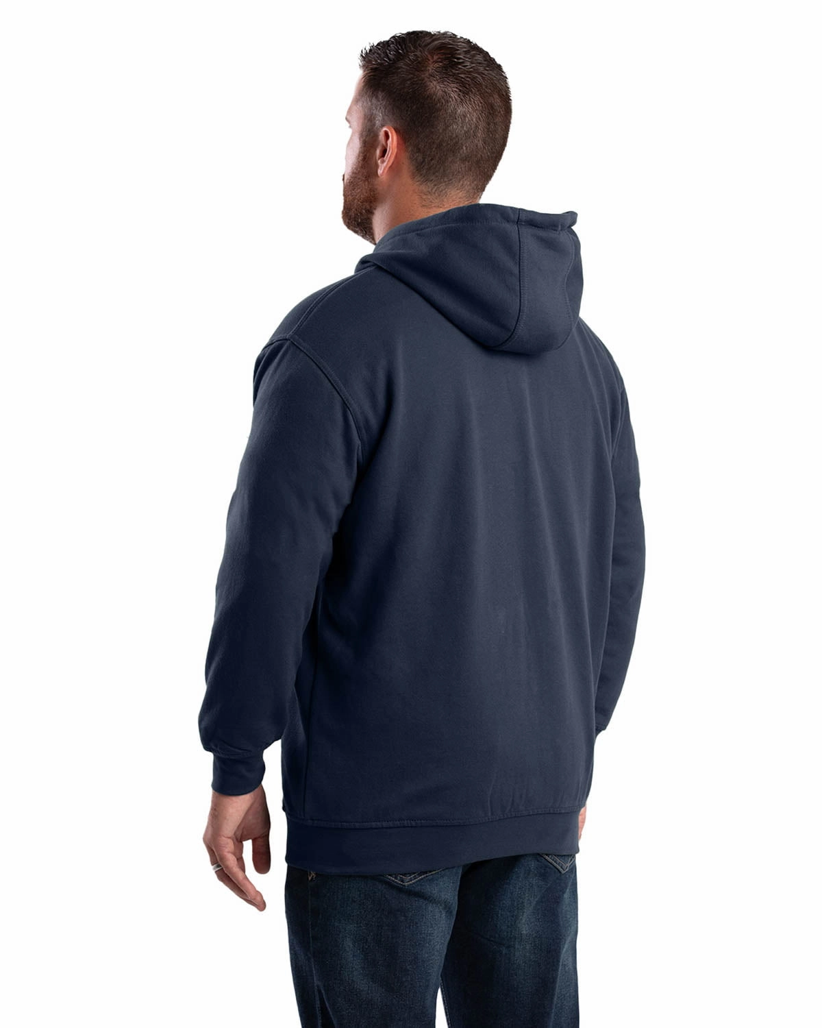 Berne Mens Navy Cotton Blend Hooded Sweatshirt Vintage Style