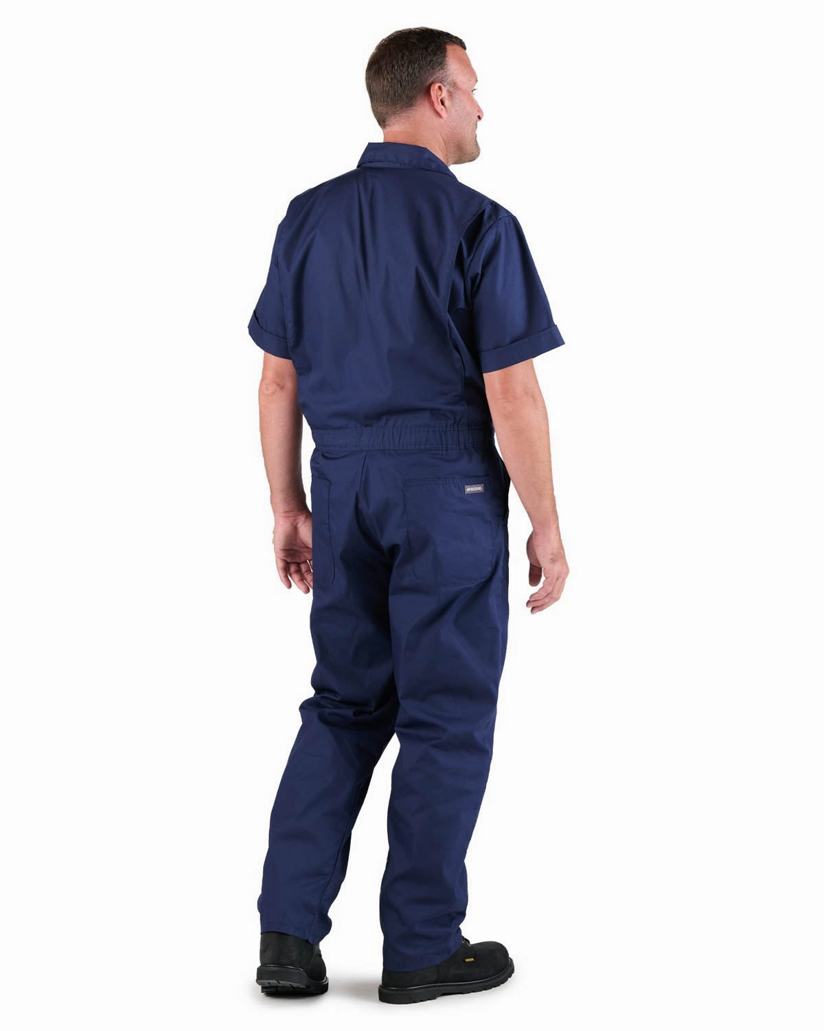 Sustainable Material Dry Weather Look Berne Mens Navy Cotton Blend Poplin Short Sleeve Coverall