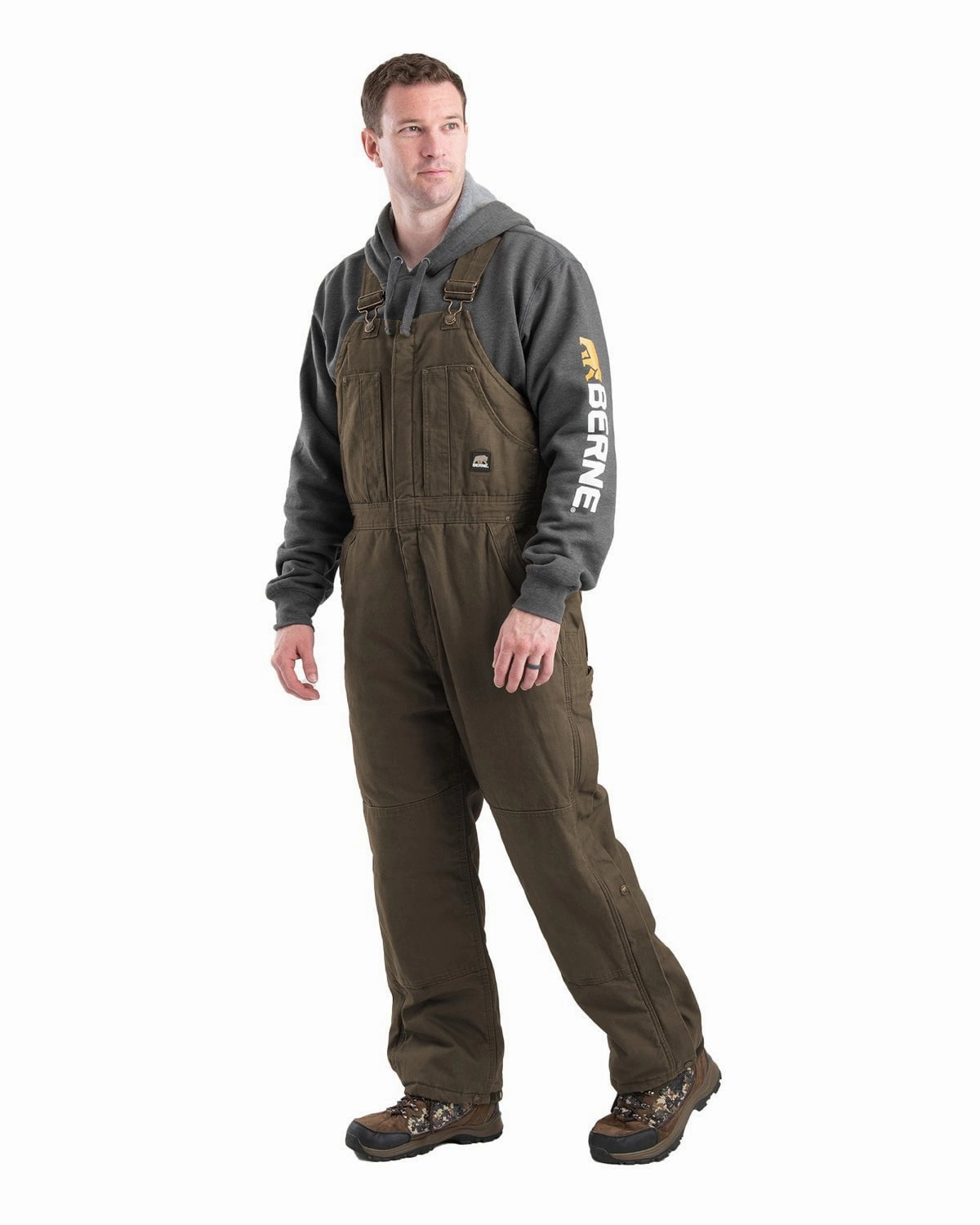 Berne Mens Olive Duck 100% Cotton Insulated Bib Overall Detachable Components Elegant Evening