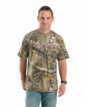 Reinforced Neckline Berne Mens Realtree Edge Cotton Blend Lightweight Performance Tee S/S
