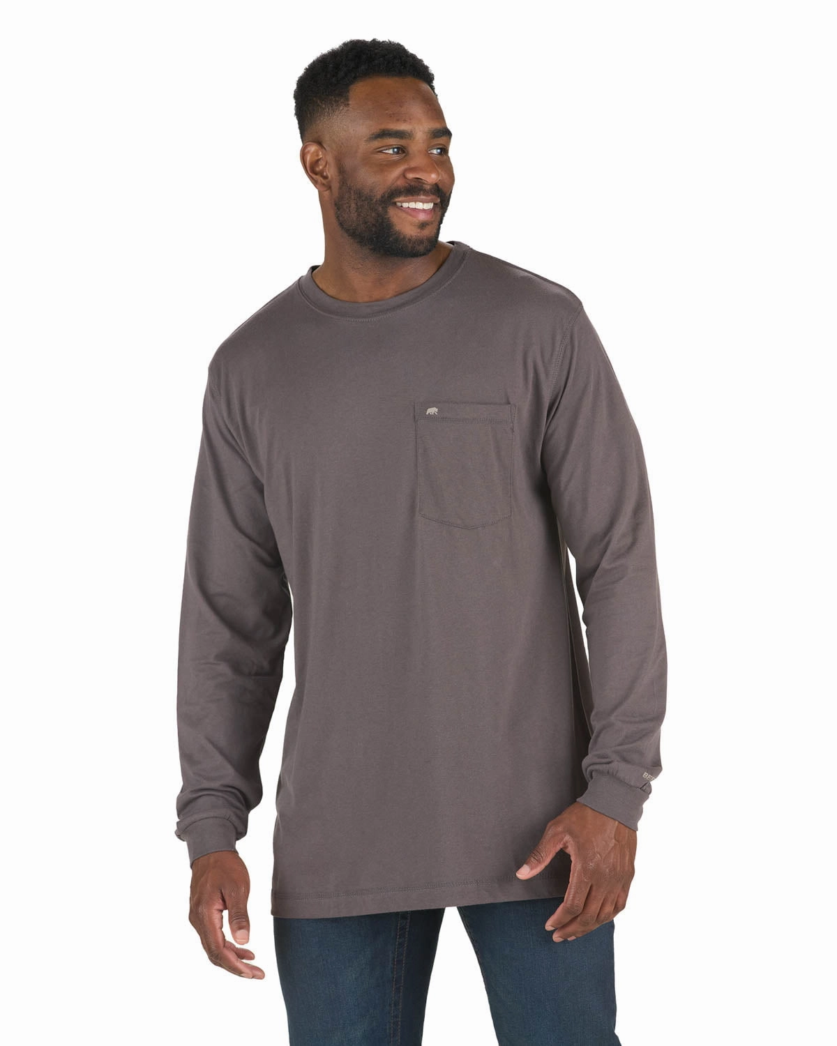 Berne Mens Slate Cotton Blend Lightweight Performance Tee L/S Workwear Ready Solid Hue