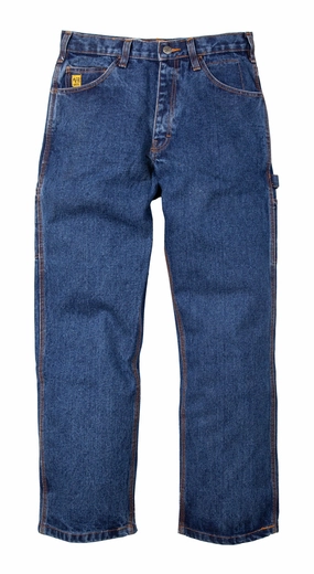 Berne Mens Stone Wash Dark 100% Cotton FR Carpenter Jean Color Lock Technology