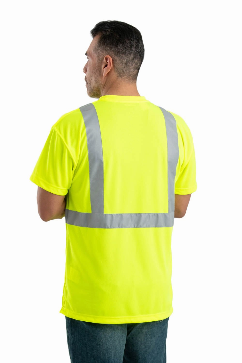 Berne Mens Yellow Polyester Hi-Viz Performance S/S Tee S/S Compact Fold Design