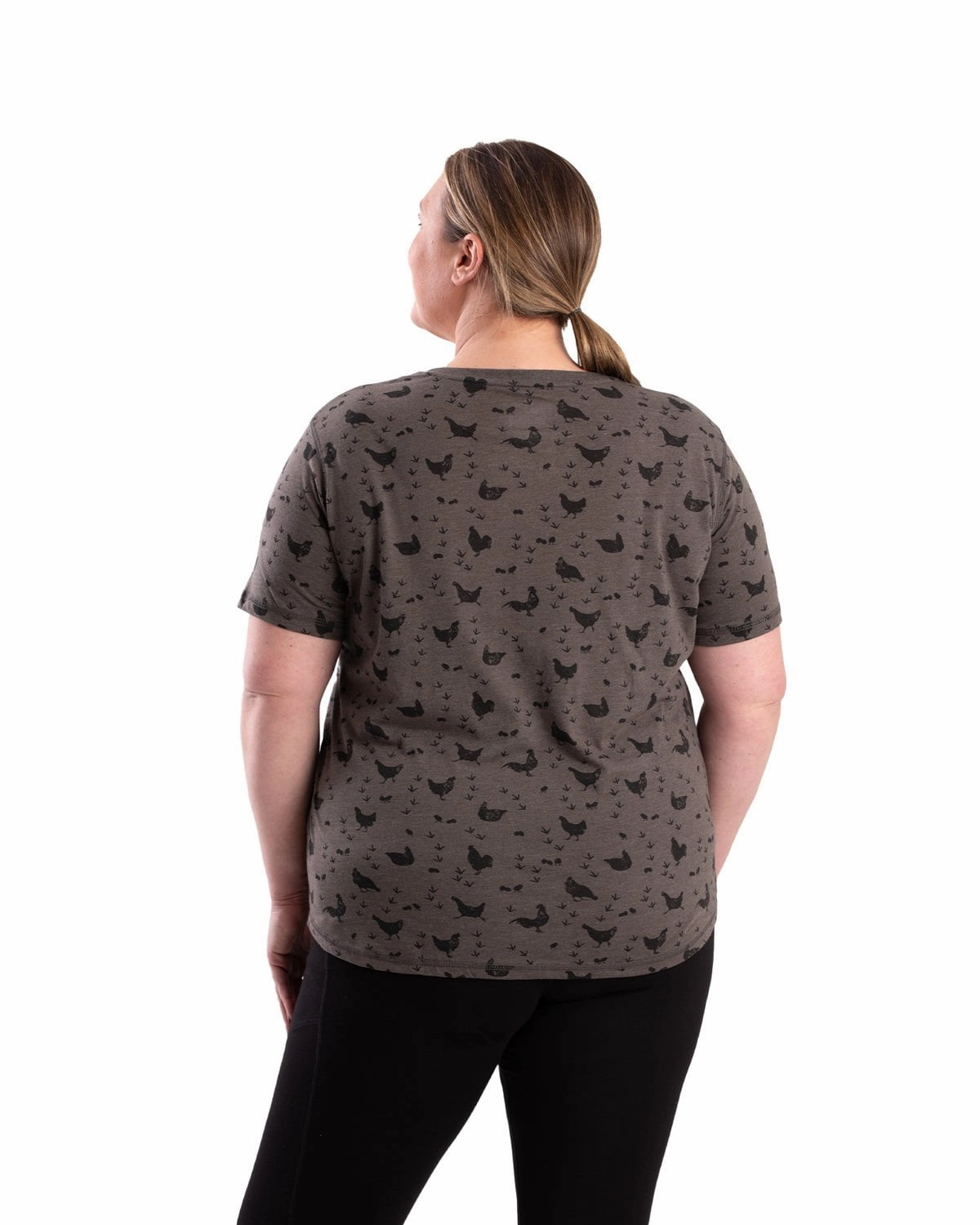 Mountain Retreat Berne Womens Performance V-Neck Chicken Print Cotton Blend S/S T-Shirt