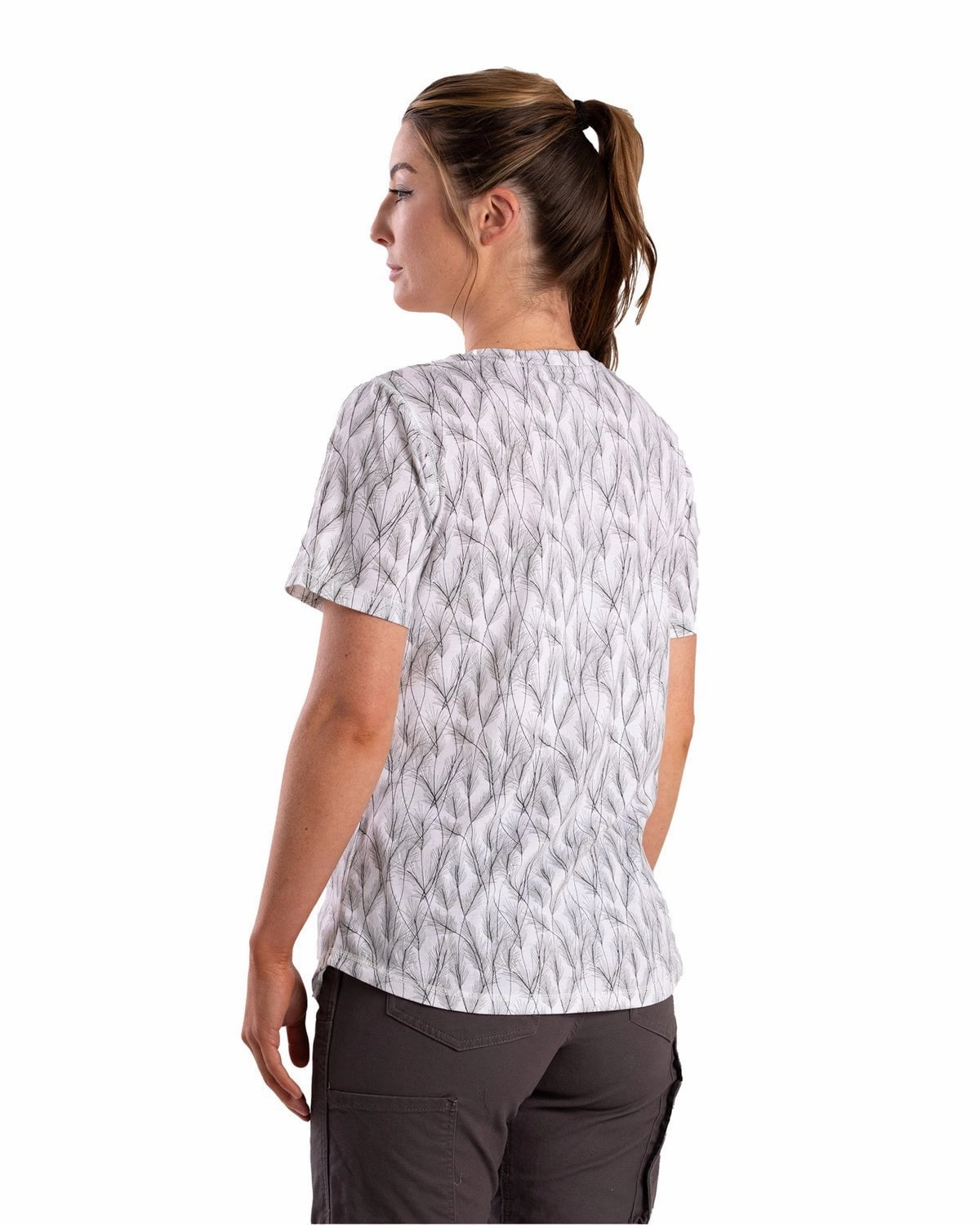 Essential Wardrobe Berne Womens Performance V-Neck Wheat Print Cotton Blend S/S T-Shirt