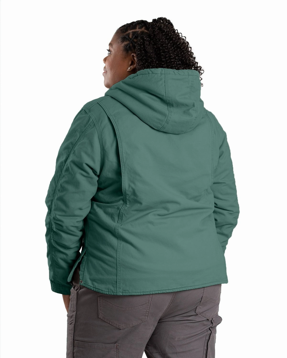 Stowable Hood Waist String Berne Womens Sherpa-Lined Softstone Duck Eucalyptus 100% Cotton Hoodie