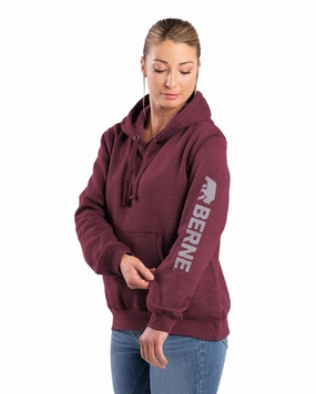 Ergonomic Sleeve Shaping Crisp Clean Fit Berne Womens Signature Sleeve Cabernet Fleece Hoodie