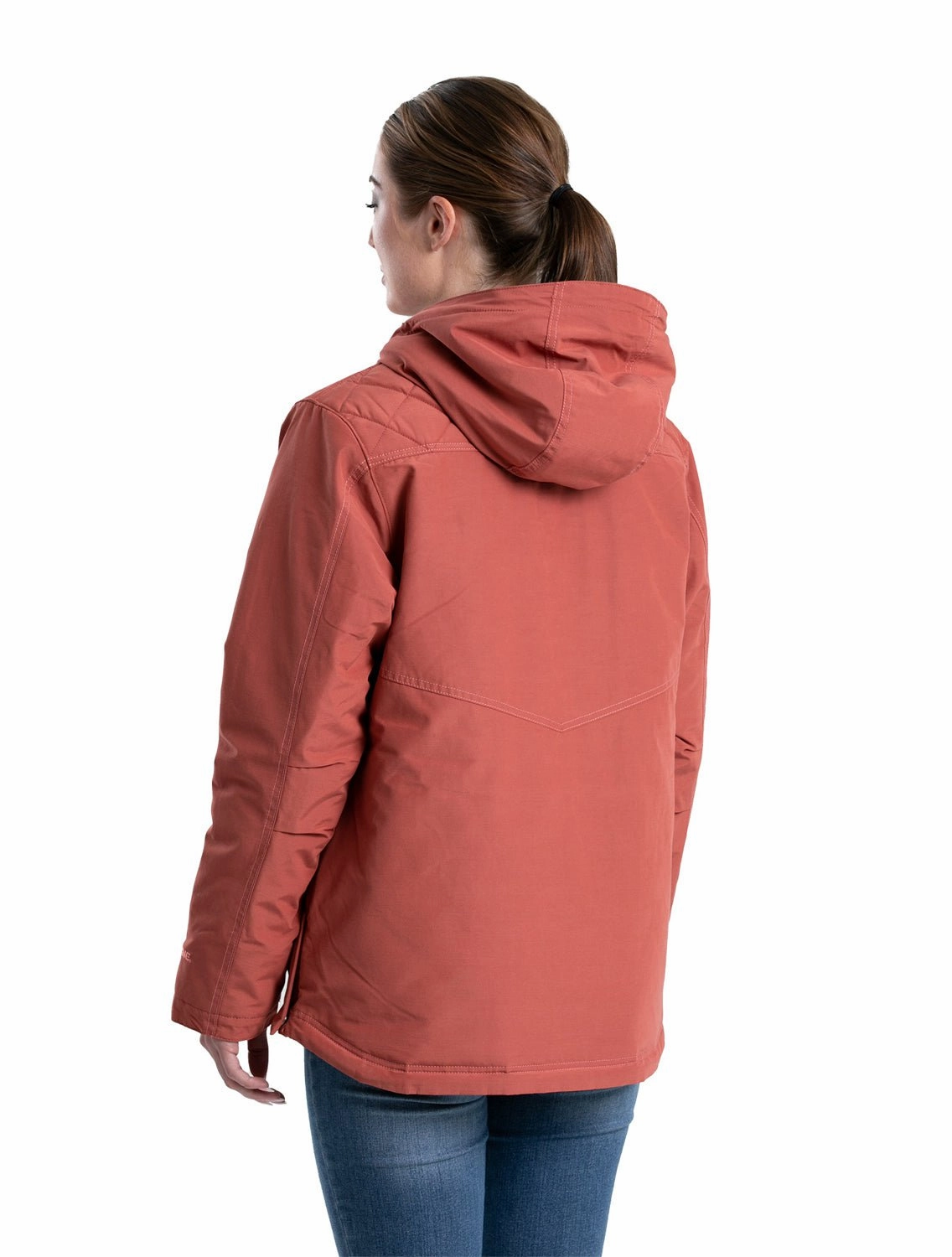 MagneticClosureSystem Wind Resistant Lining Berne Womens Softstone Micro-Duck Hooded Marsala Cotton Blend Coat