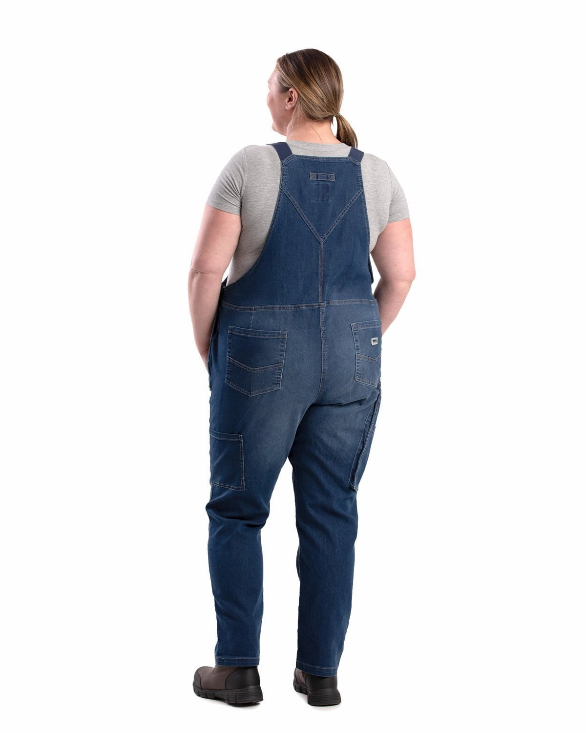 Berne Womens Vintage Washed Flex Denim Indigo Cotton Blend Bib Overall Luxury Appeal Strong Zip