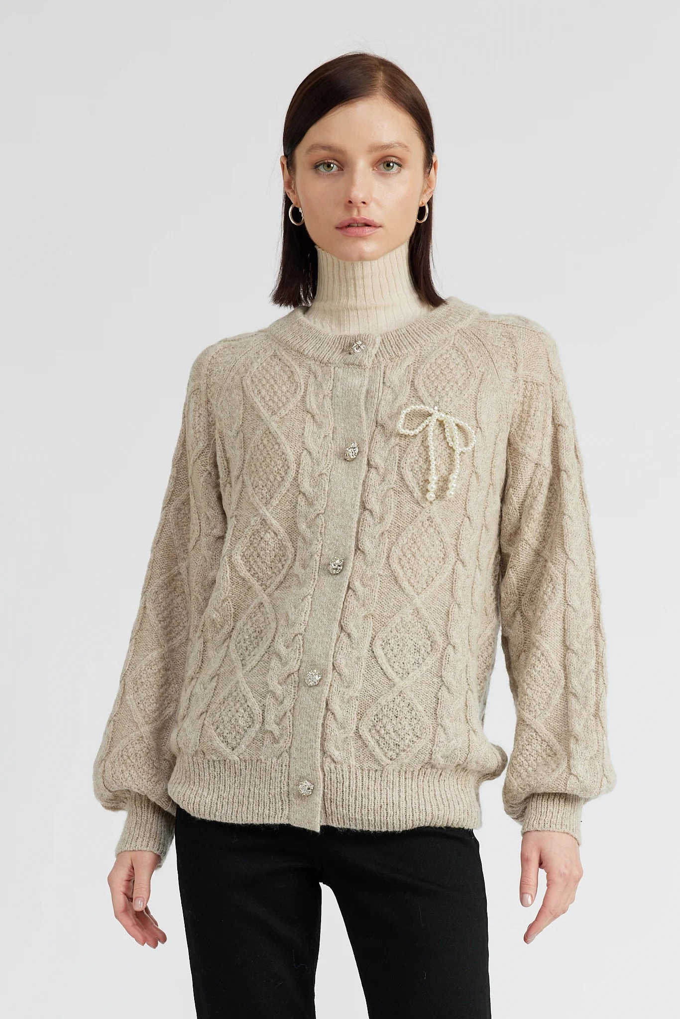 Blake Cardigan Neutral Tone Stitching DurableZipper