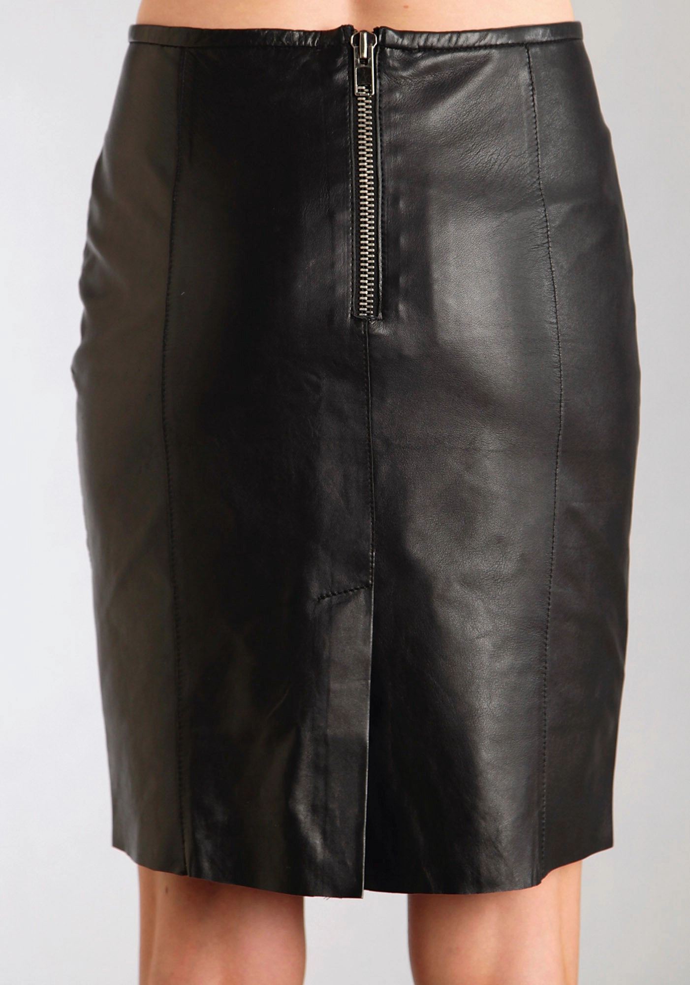 Stetson Womens Black Smooth Lamb Leather Pencil Skirt Back Slit Biker Weekend Look