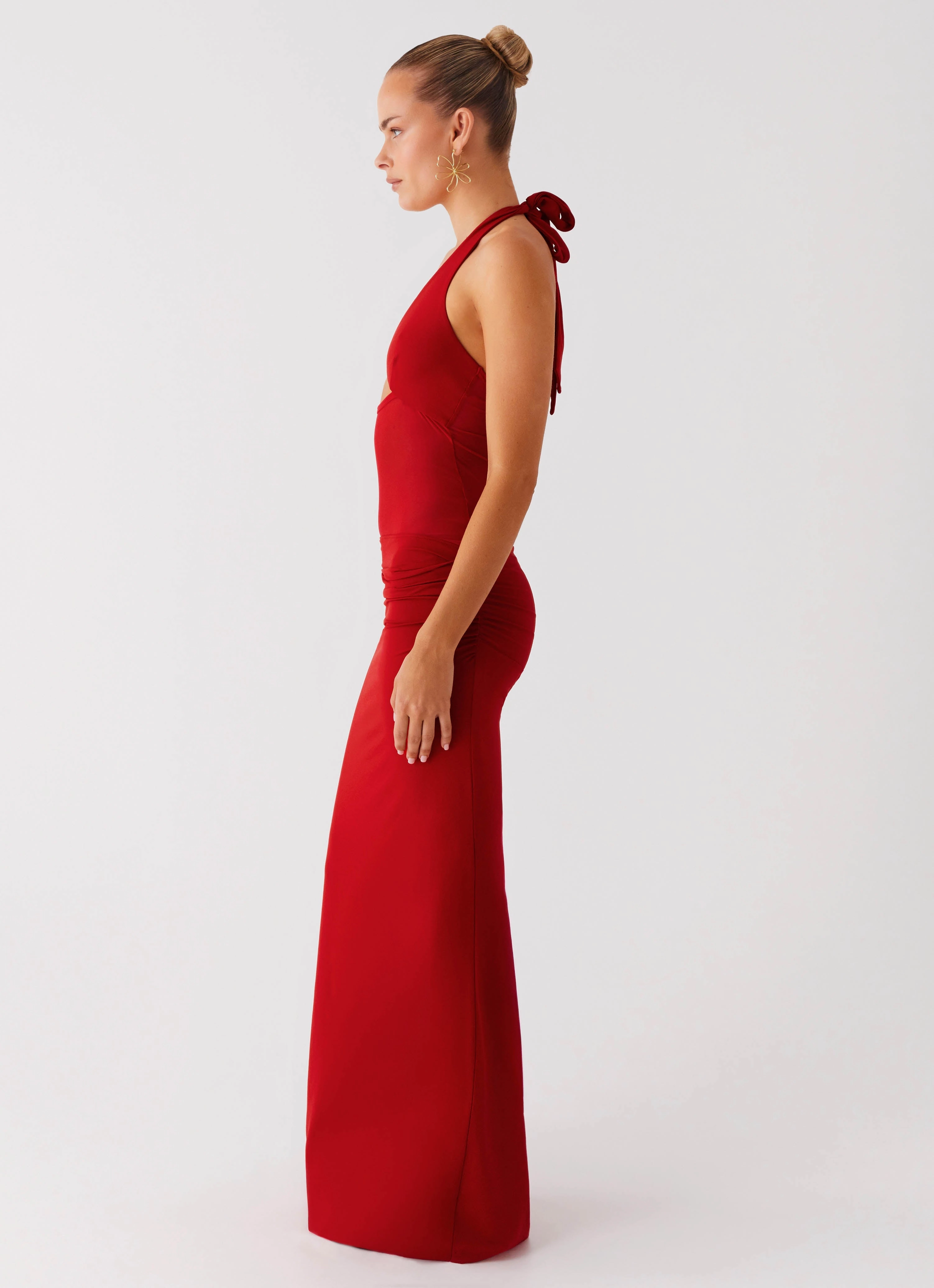Billen Halter Maxi Dress - Red Modern Minimal