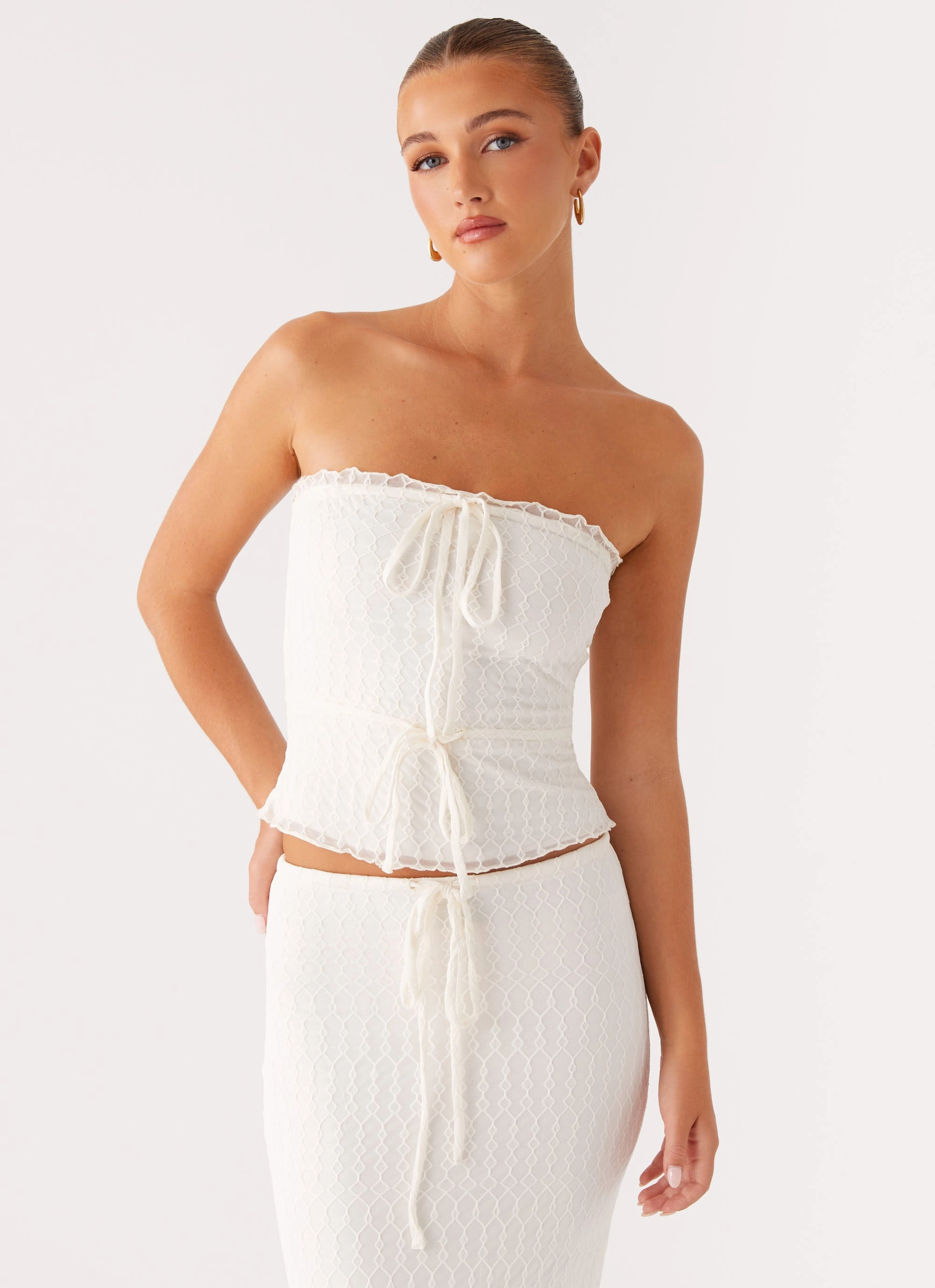 Blakely Tube Top - Ivory LightweightTexture