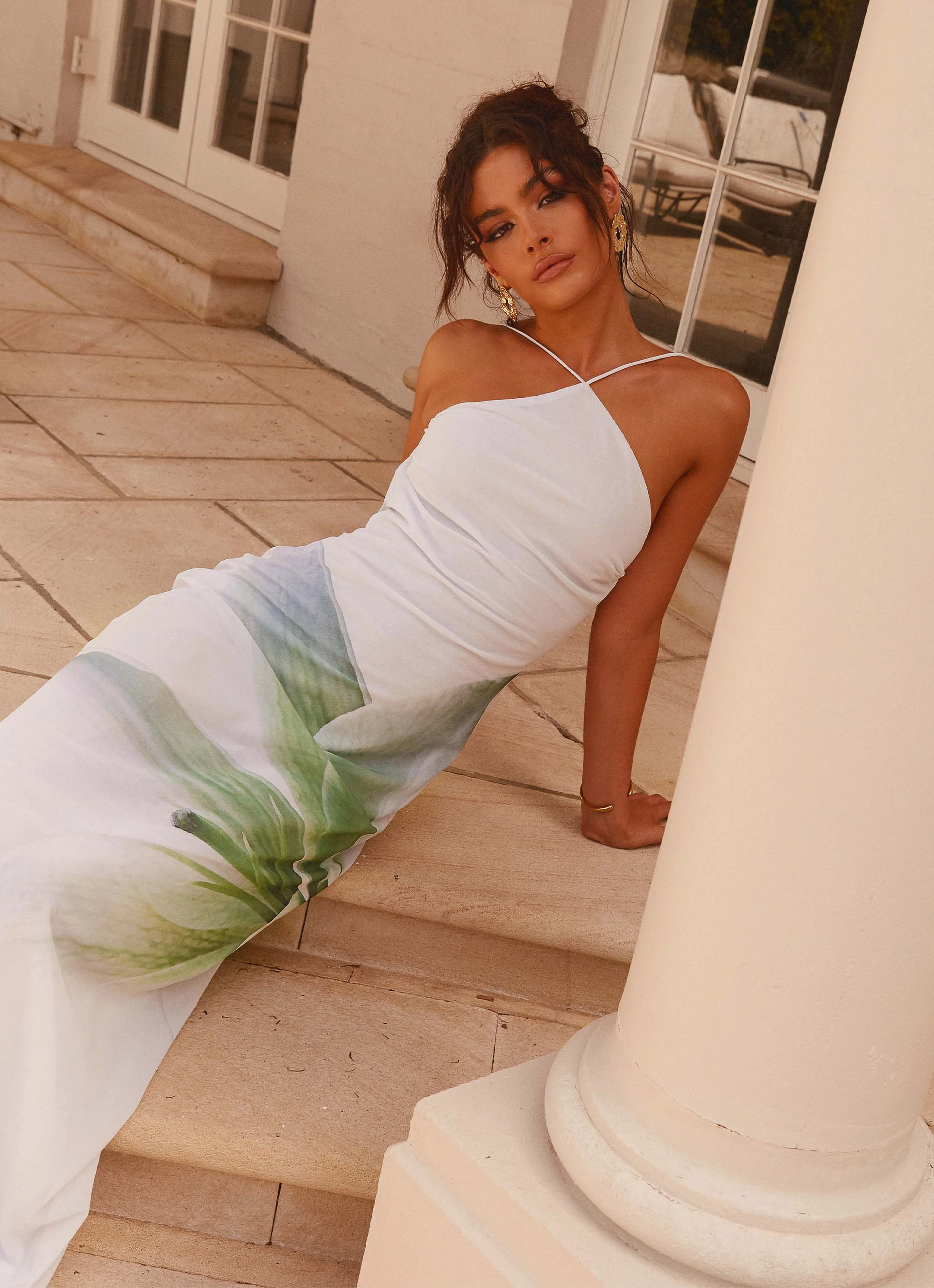 Parkas and Coats Elegant Evening Blossom Hearts Maxi Dress - Dahlia Ash