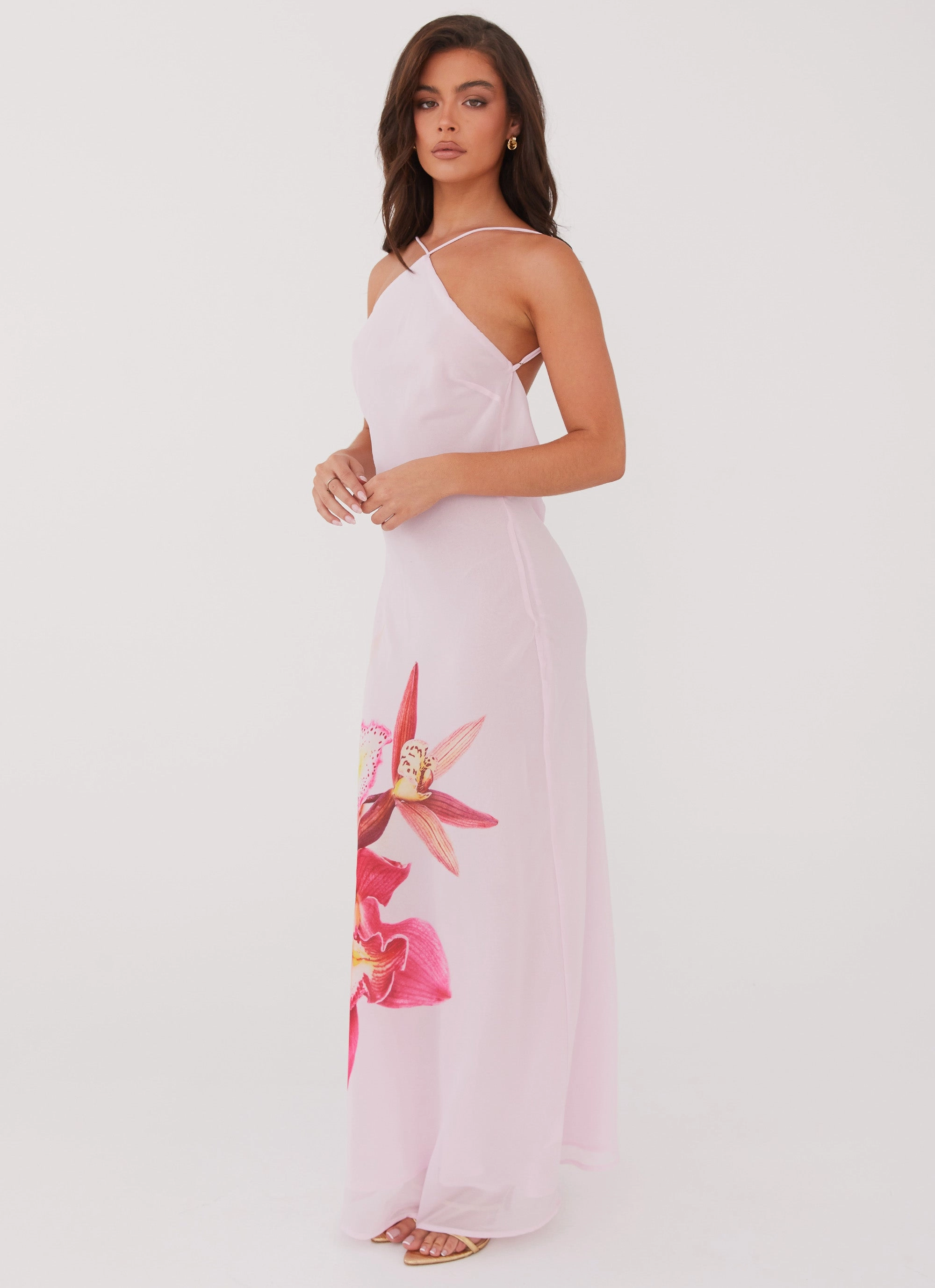 Cropped jacket Transitional Wear Blossom Hearts Maxi Dress - Pink Peony