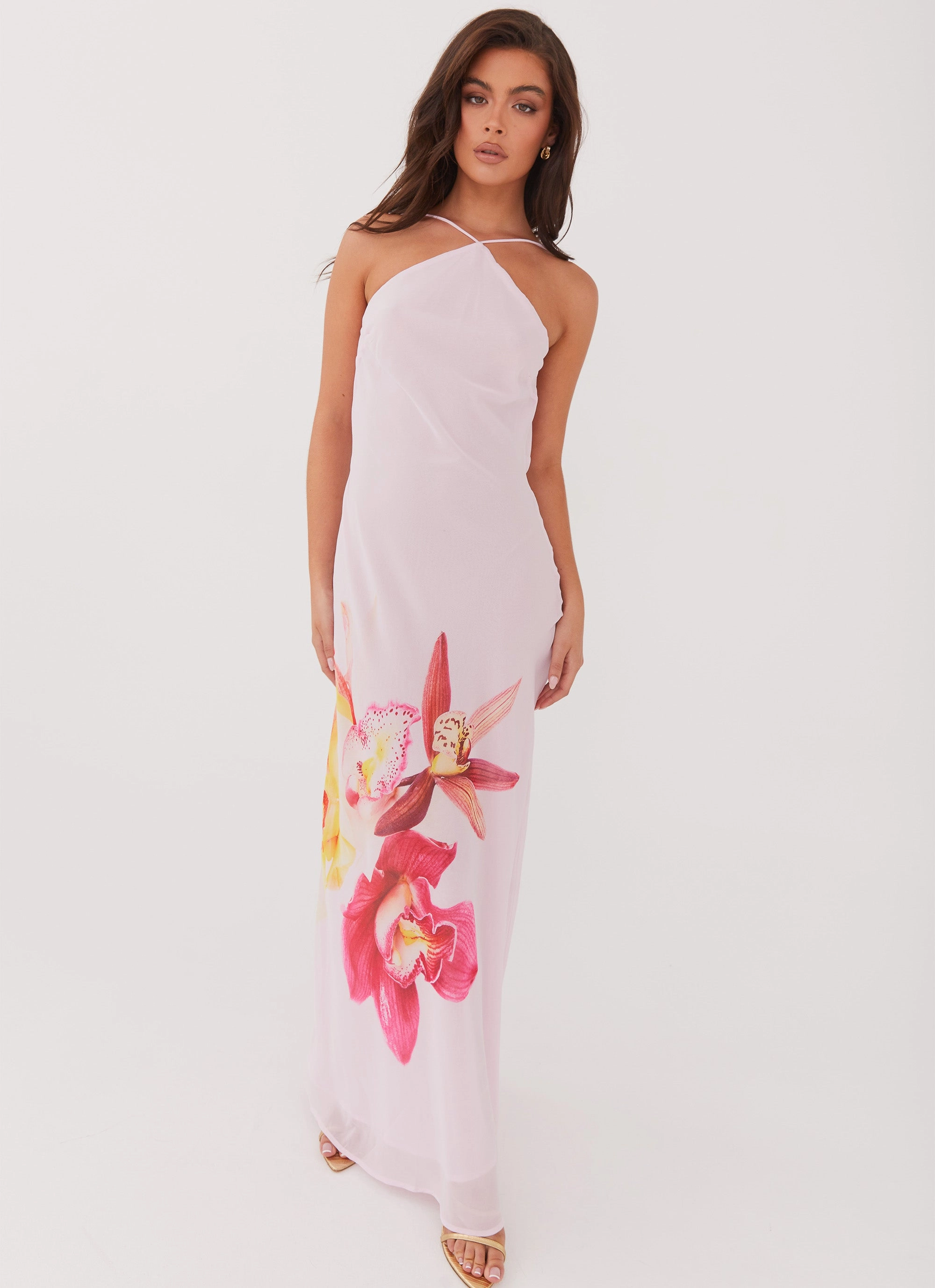 Relax Comfort Sculpted Fit Blossom Hearts Maxi Dress - Pink Peony