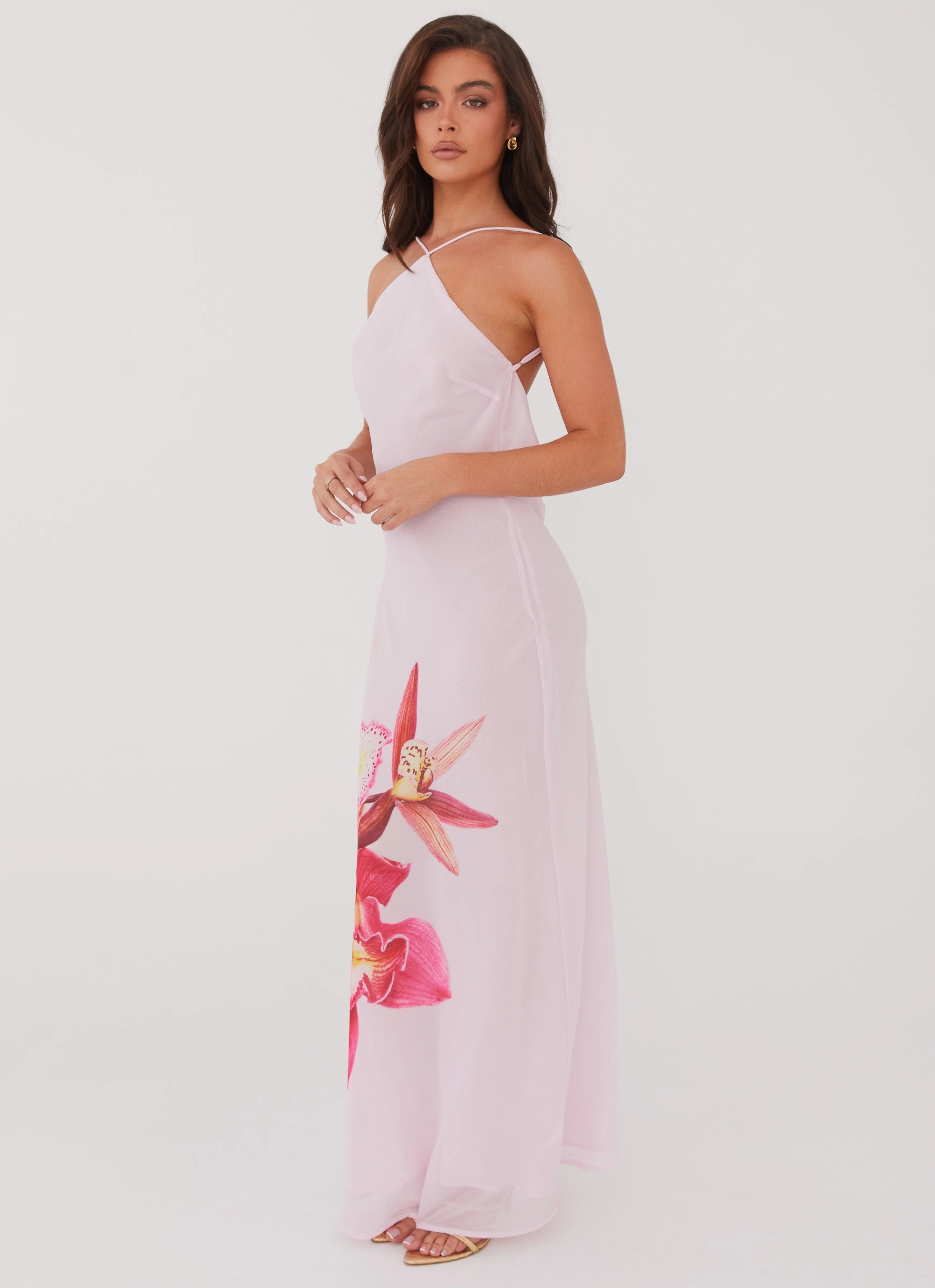 Blossom Hearts Maxi Dress - Pink Peony Style Ease Empire-Waist
