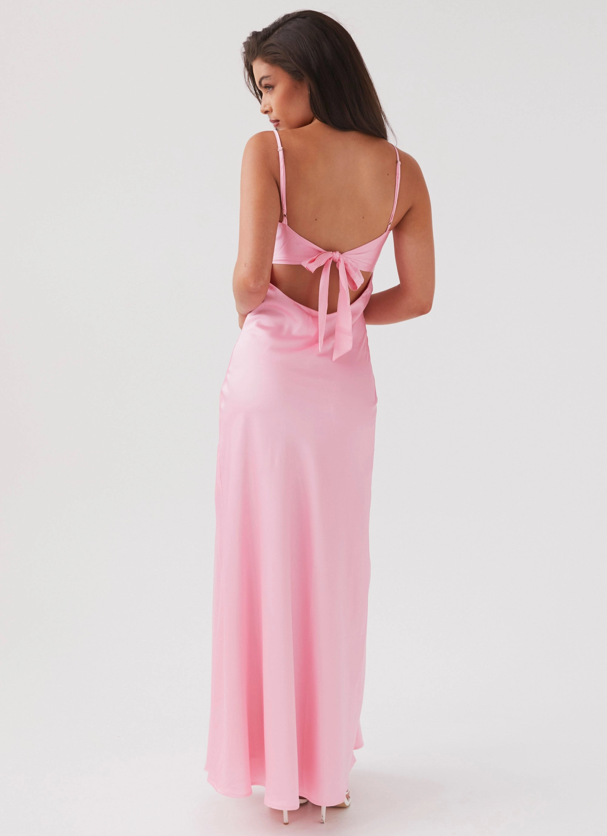 Flora Satin Maxi Dress - Candy Fitted Shape