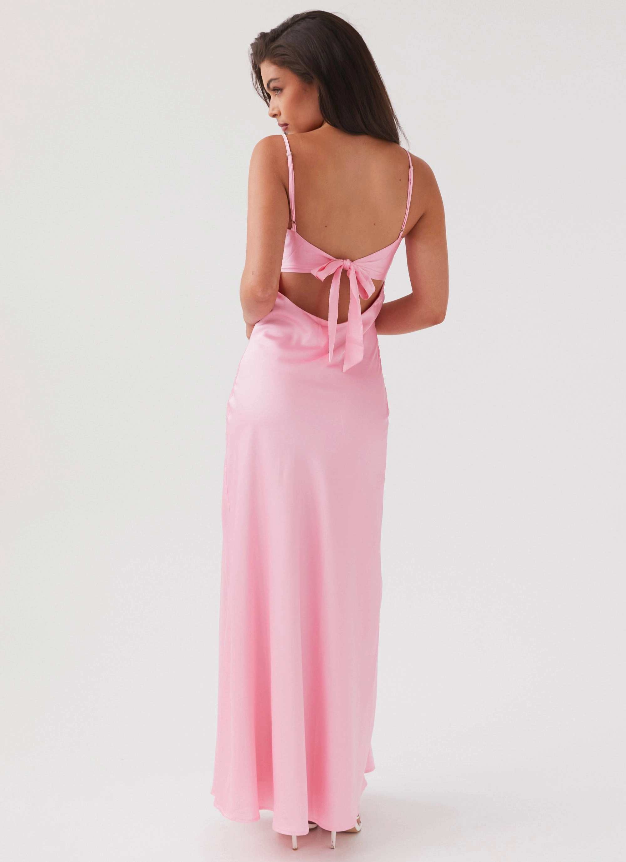 Long Coat Flora Satin Maxi Dress - Candy