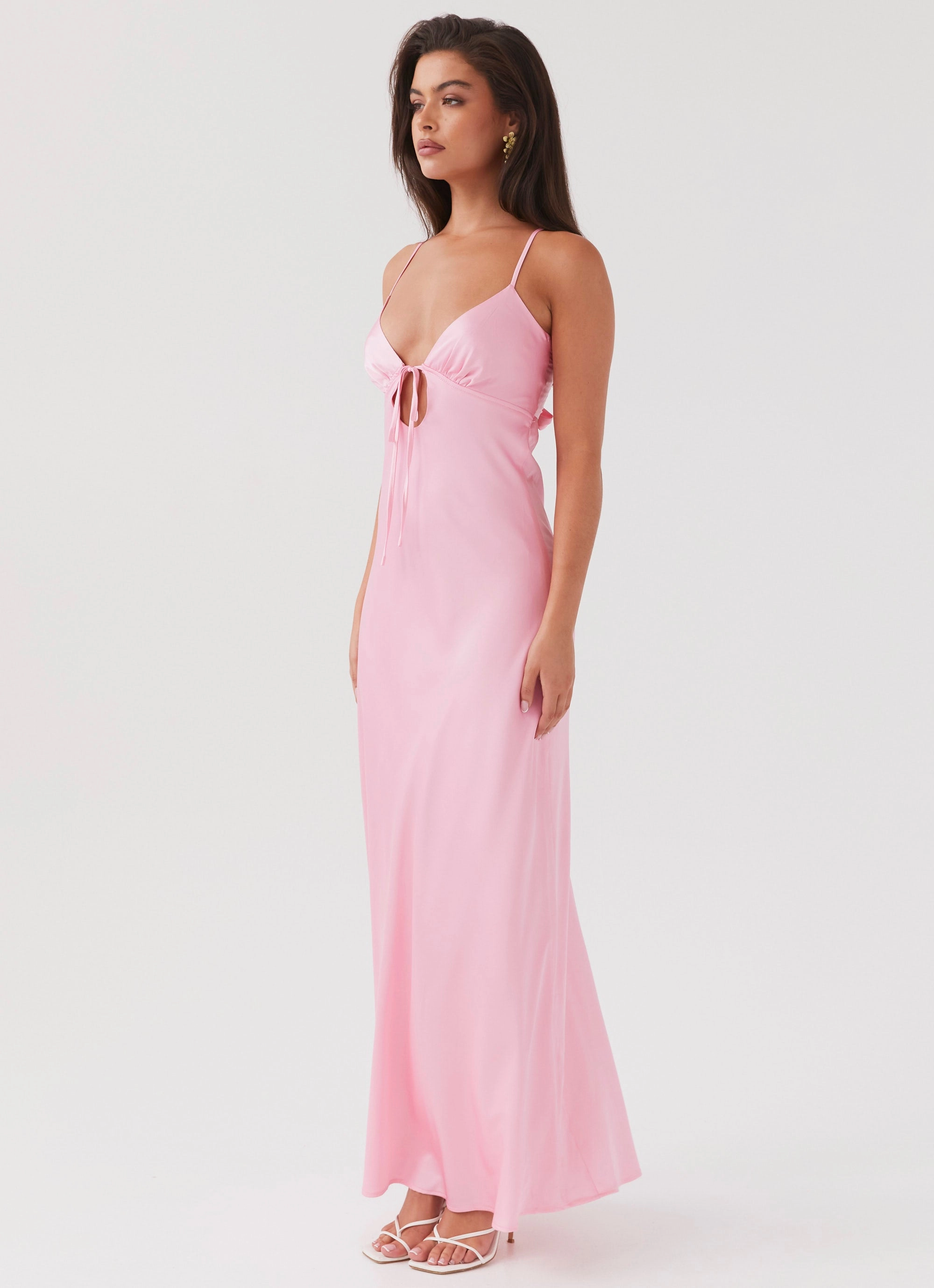 Garden Scene Flora Satin Maxi Dress - Candy