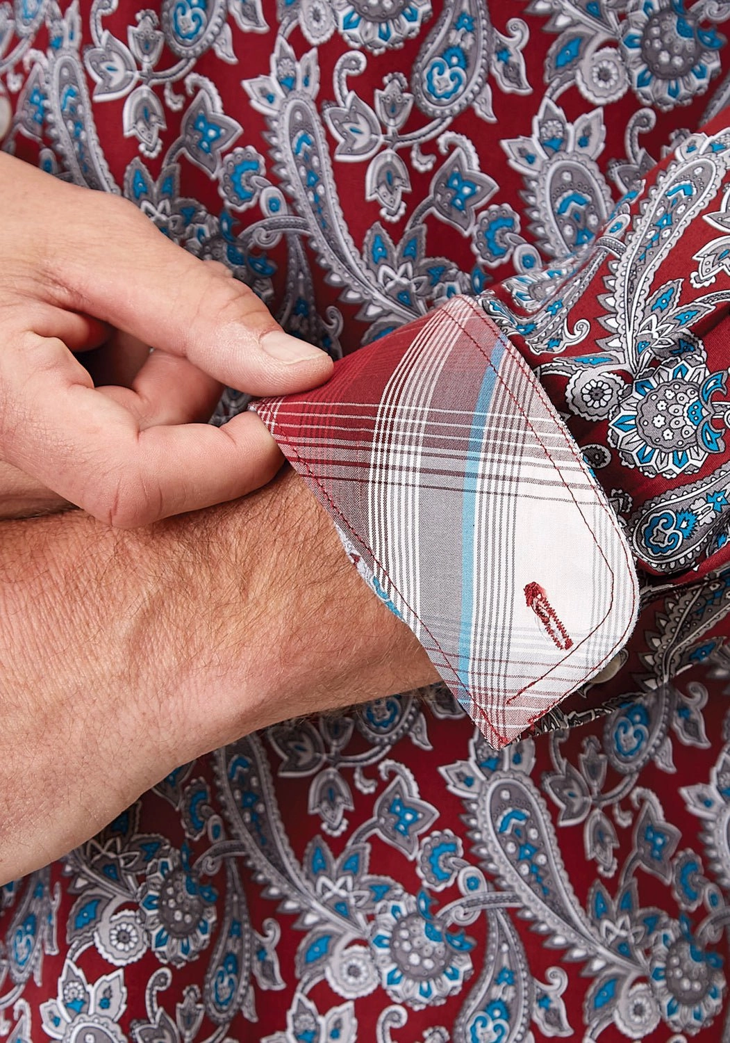 Reinforced Buttonholes Roper Mens Red River Paisley Red 100% Cotton L/S Shirt