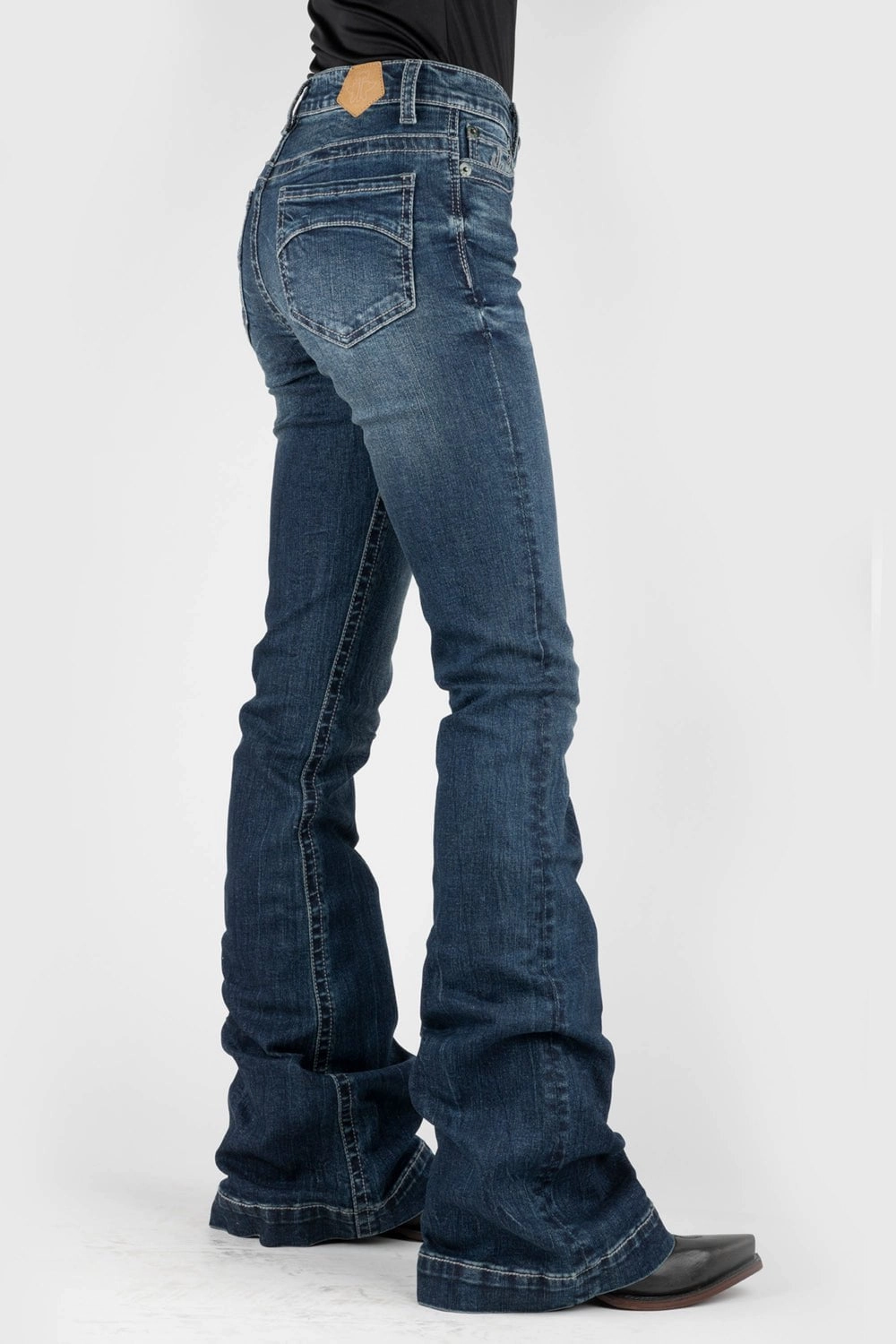 Mid Rise Fit Tin Haul Womens Libby Moon Pieced Blue Cotton Blend Jeans