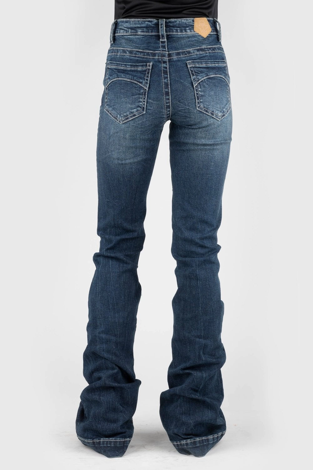 Flex Look Tin Haul Womens Libby Moon Pieced Blue Cotton Blend Jeans