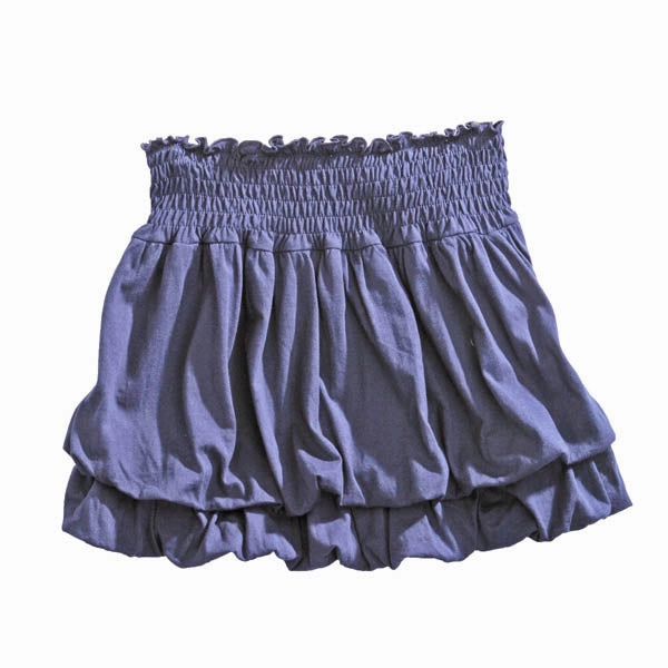 Athleisure Inspired Drawstring closure Tin Haul Womens 100% Blue Cotton Jersey Bubble Tiered Skirt