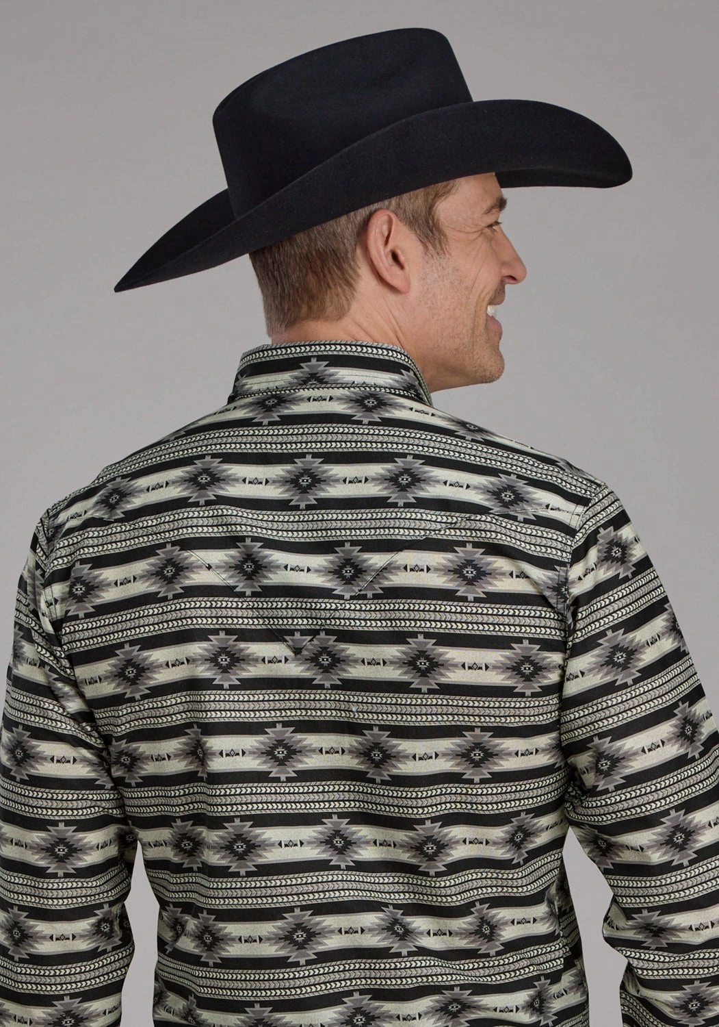 Roper Mens 2182 Santa Fe Aztec Black 100% Cotton L/S Shirt Loose style Hooded Option