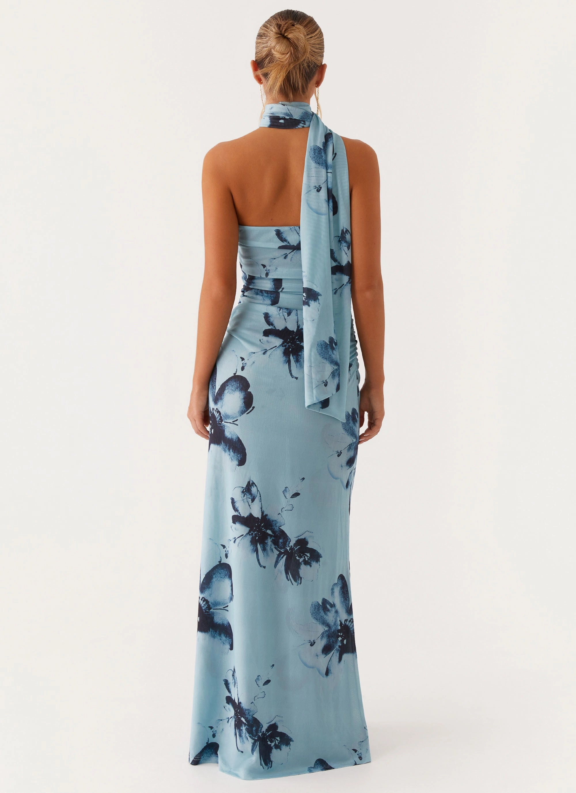 Songbird Maxi Dress - Blue Black Floral Heavy Duty Coat Breathable fabric