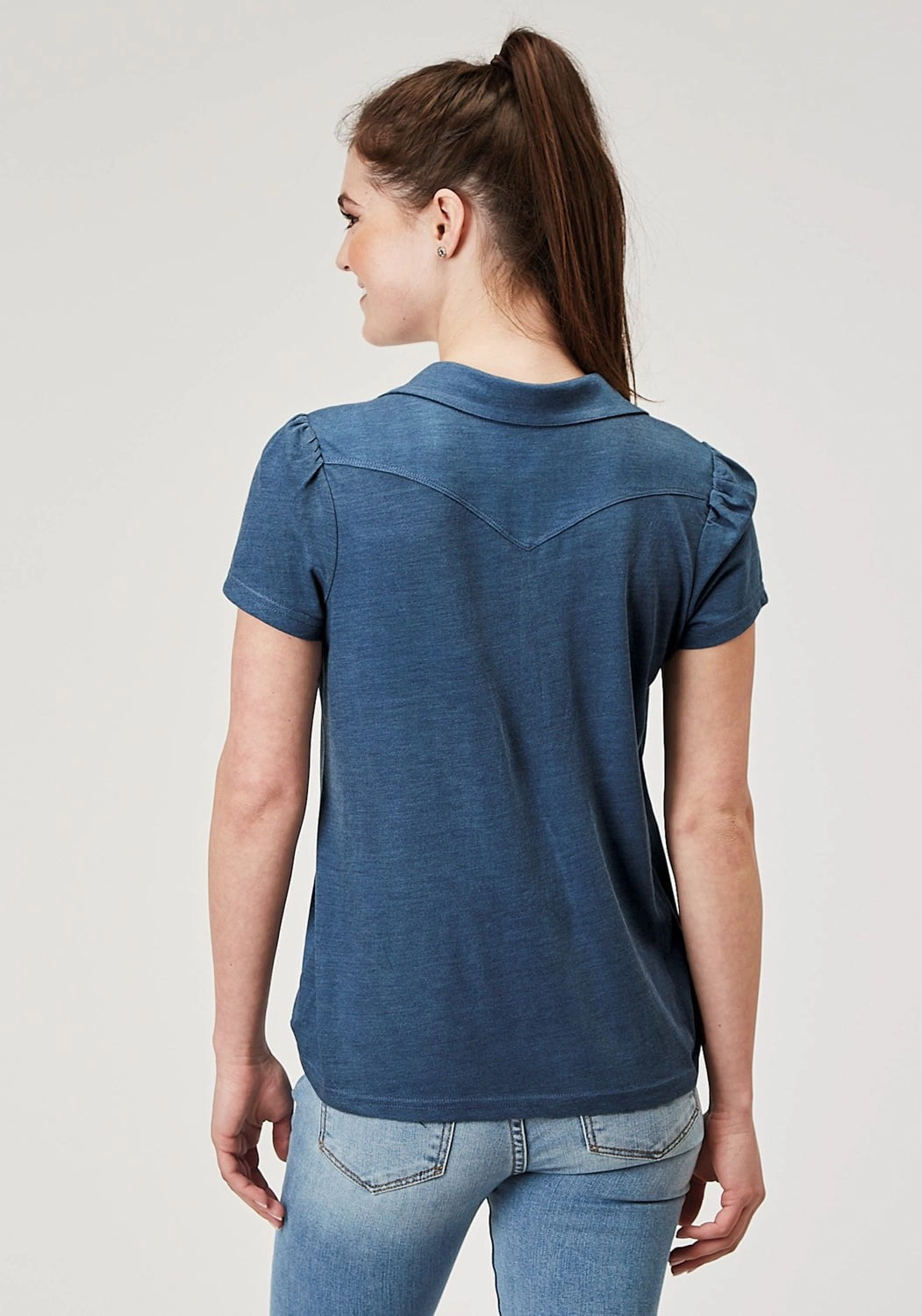 Roper Womens Puffed Polo Navy Poly/Cotton S/S T-Shirt Eco-Friendly Choice