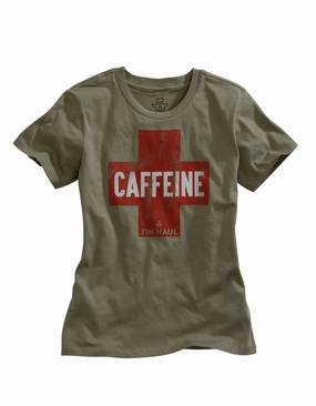 Tin Haul Womens Grey 100% Cotton Need Caffeine S/S T-Shirt Unisex Option