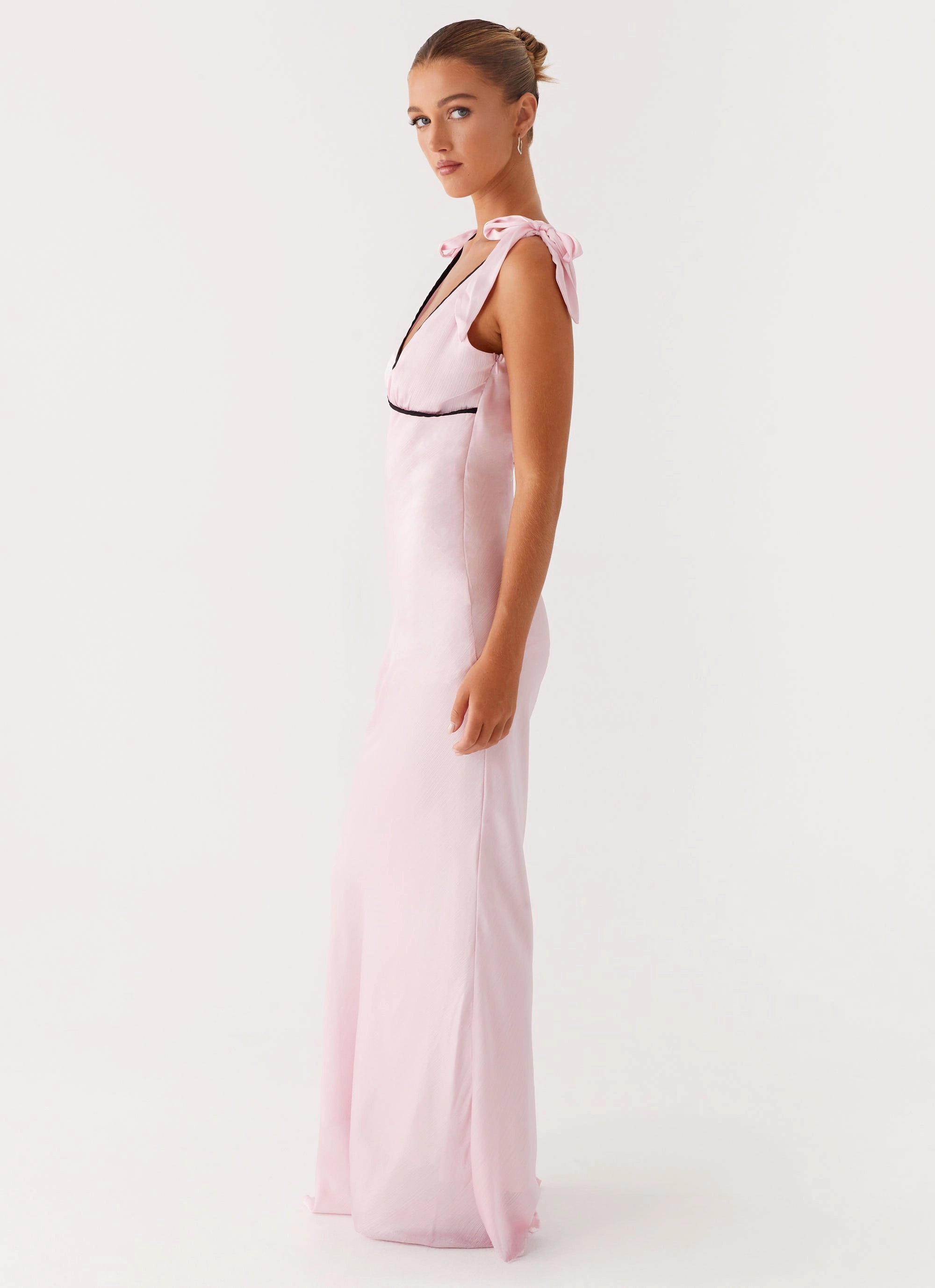 Romeo Maxi Dress - Pink Sheer Look Sleek Cut