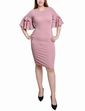 EasyCareMaterial Velvet-Sleeve Bolero Sleeve Body Con Dress