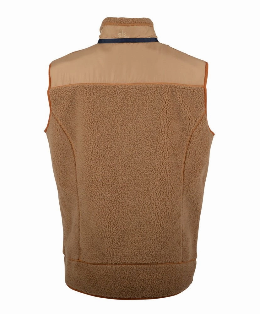 STS Ranchwear Mens Calgary Tan 100% Polyester Fleece Vest Reversible Style