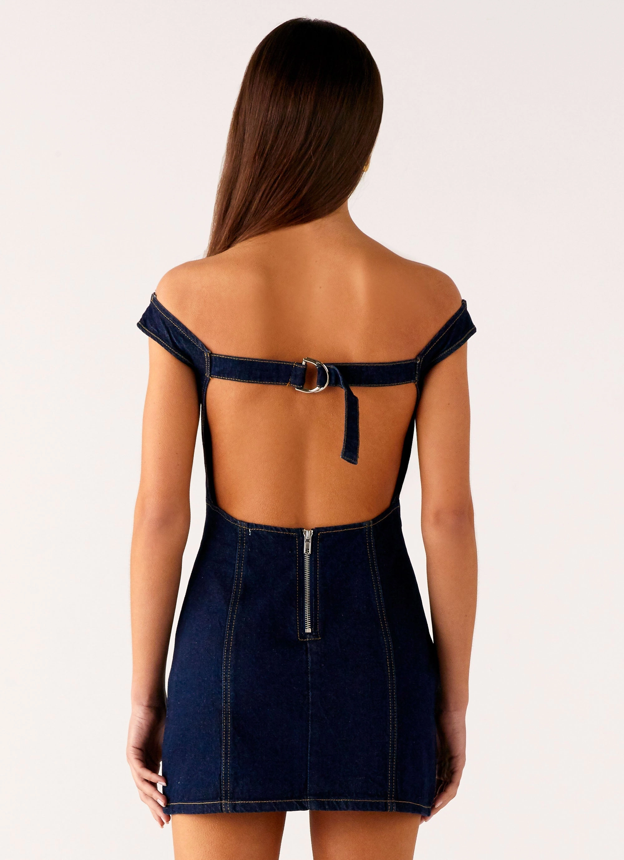 Bonnie Denim Mini Dress - Indigo Fashion Forward Outerwear